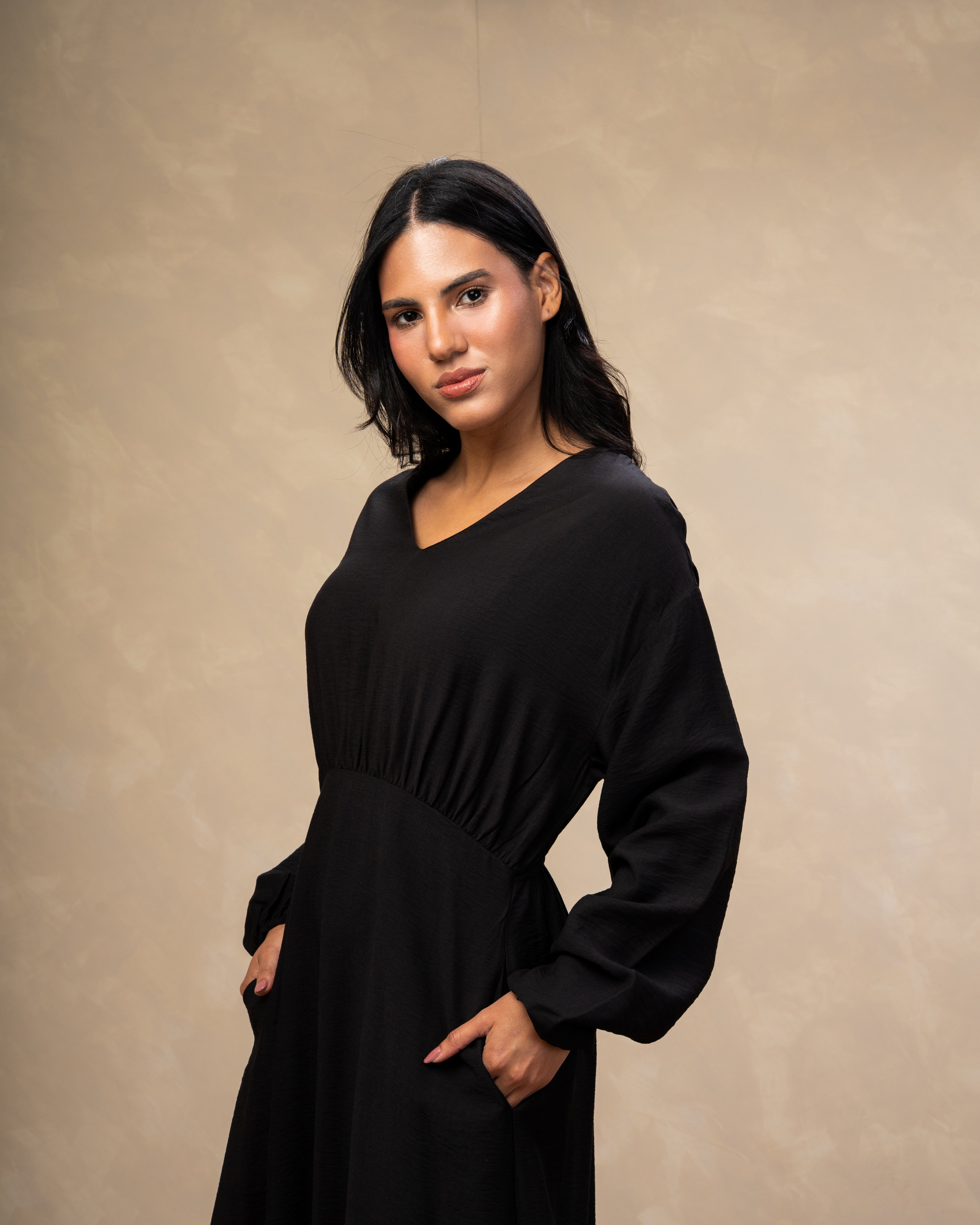 Elegant Long - (V-Neck) Dress