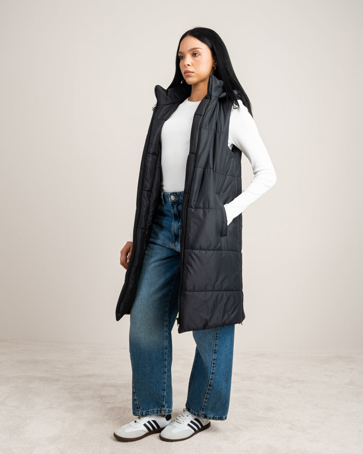 Quilted Hooded - Vest With Zipper