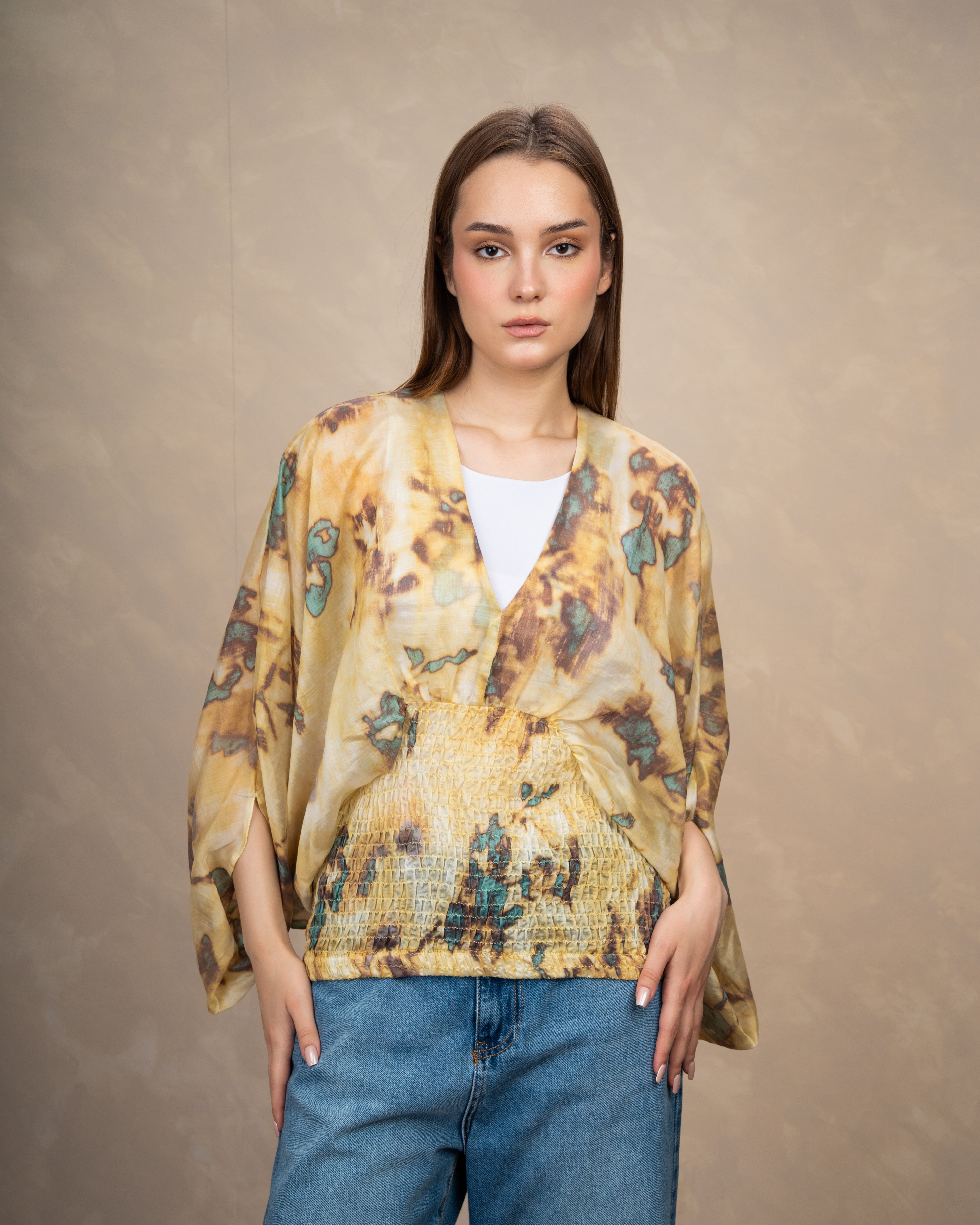 Floral Elastic Waist Blouse