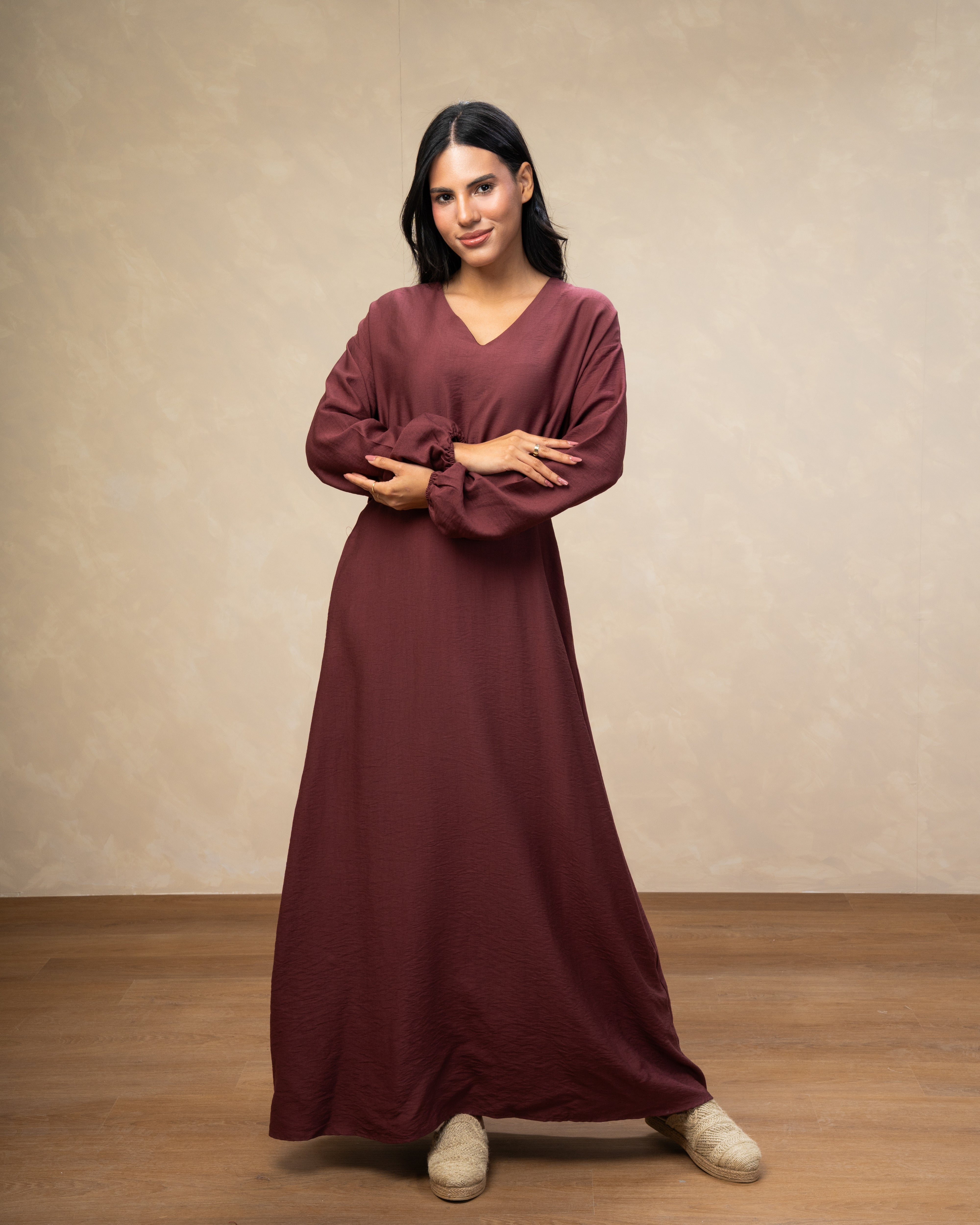 Elegant Long - (V-Neck) Dress