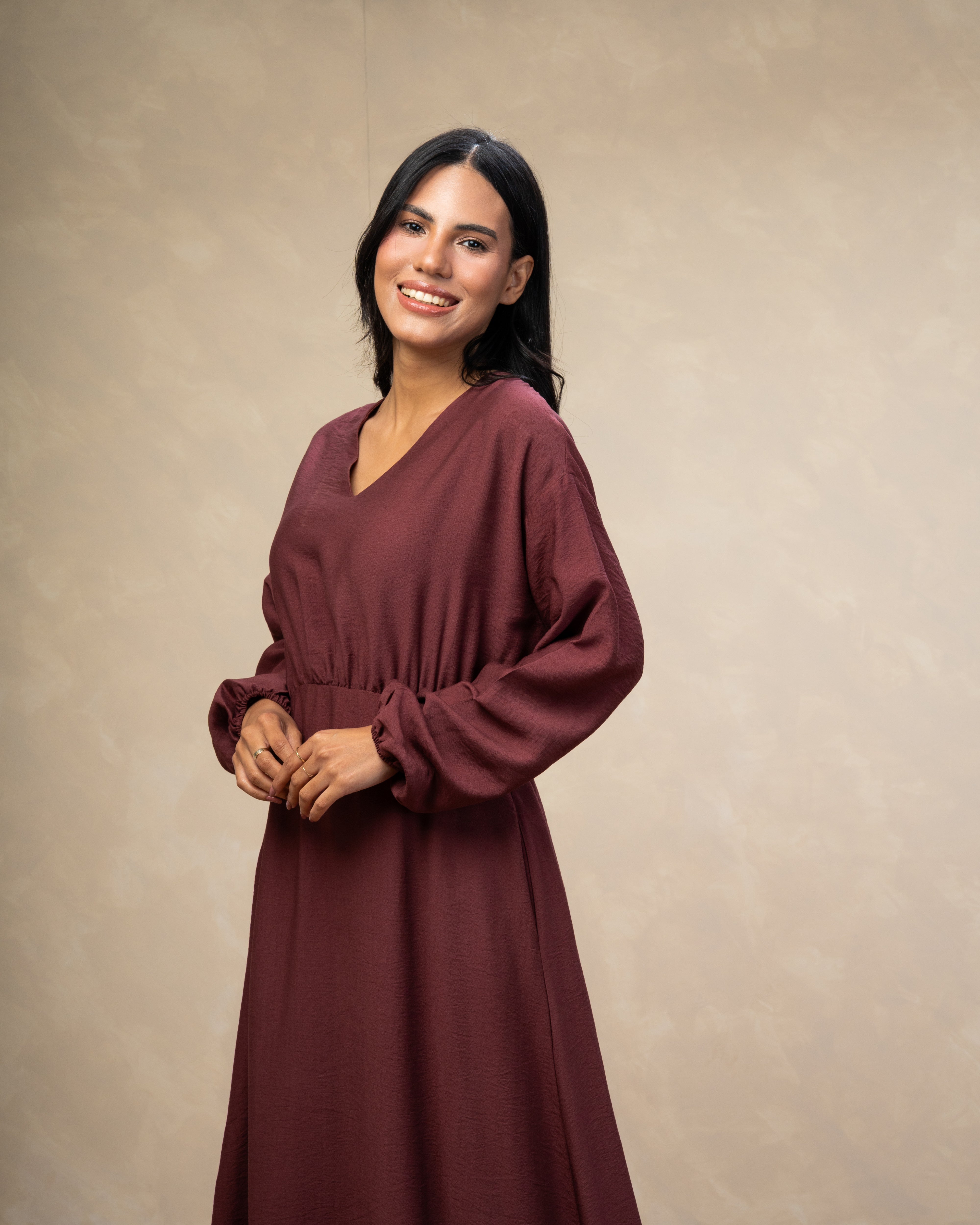 Elegant Long - (V-Neck) Dress