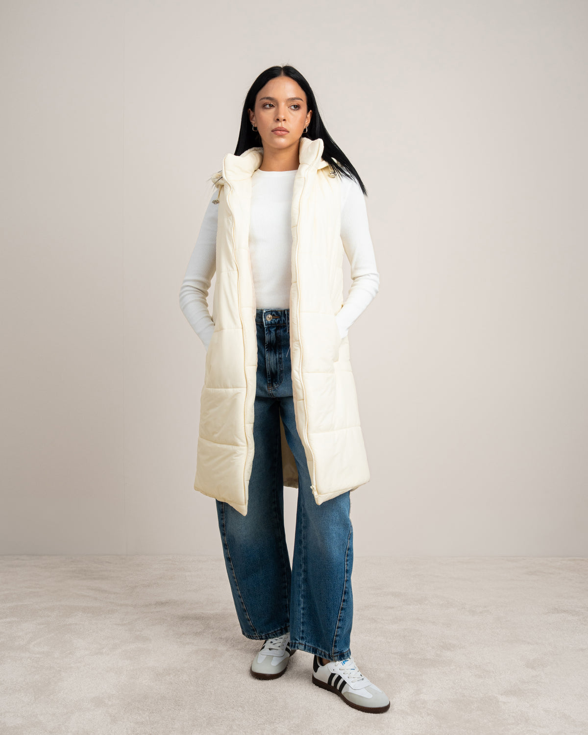 Quilted Hooded - Vest With Zipper