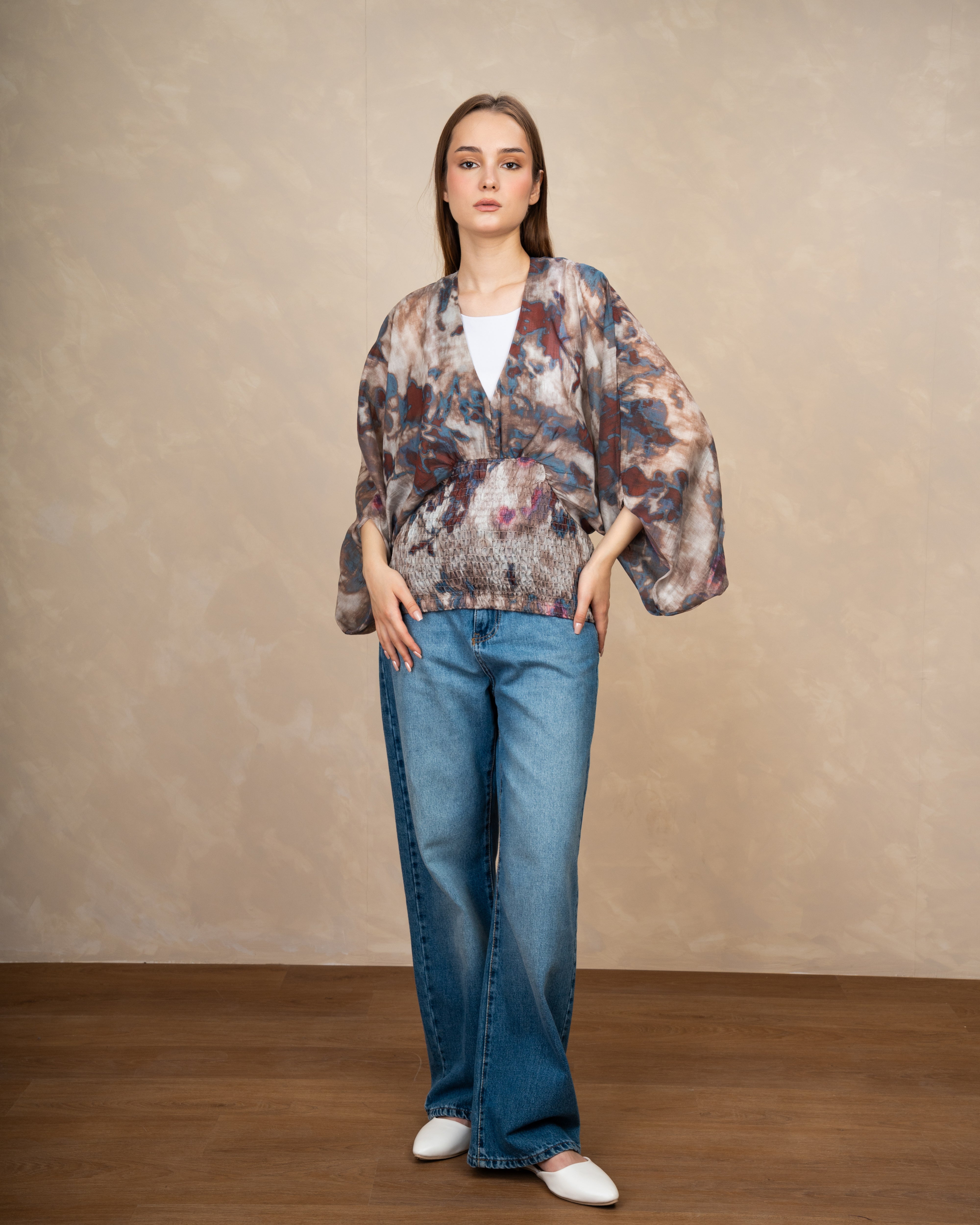 Floral Elastic Waist Blouse