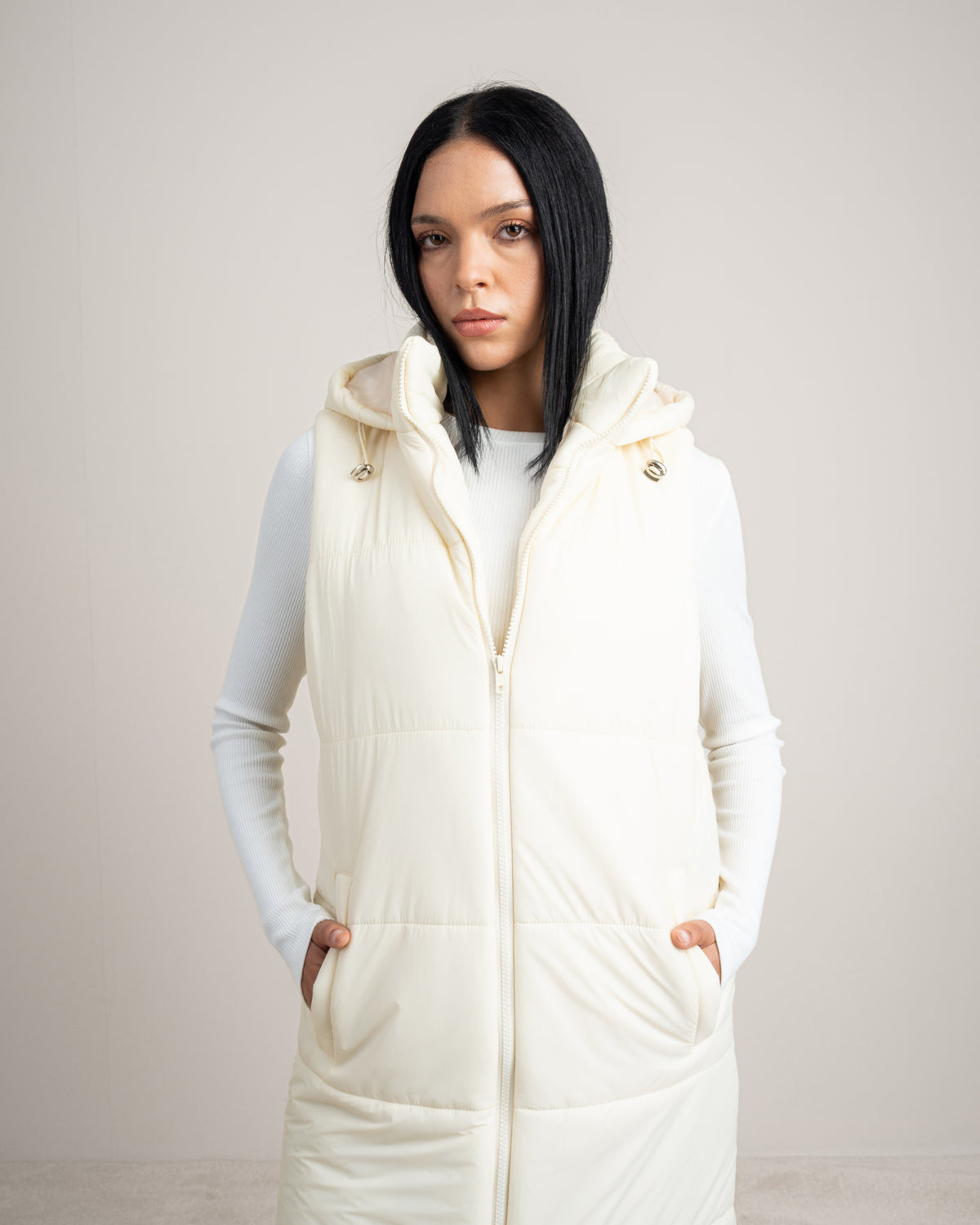 Quilted Hooded - Vest With Zipper
