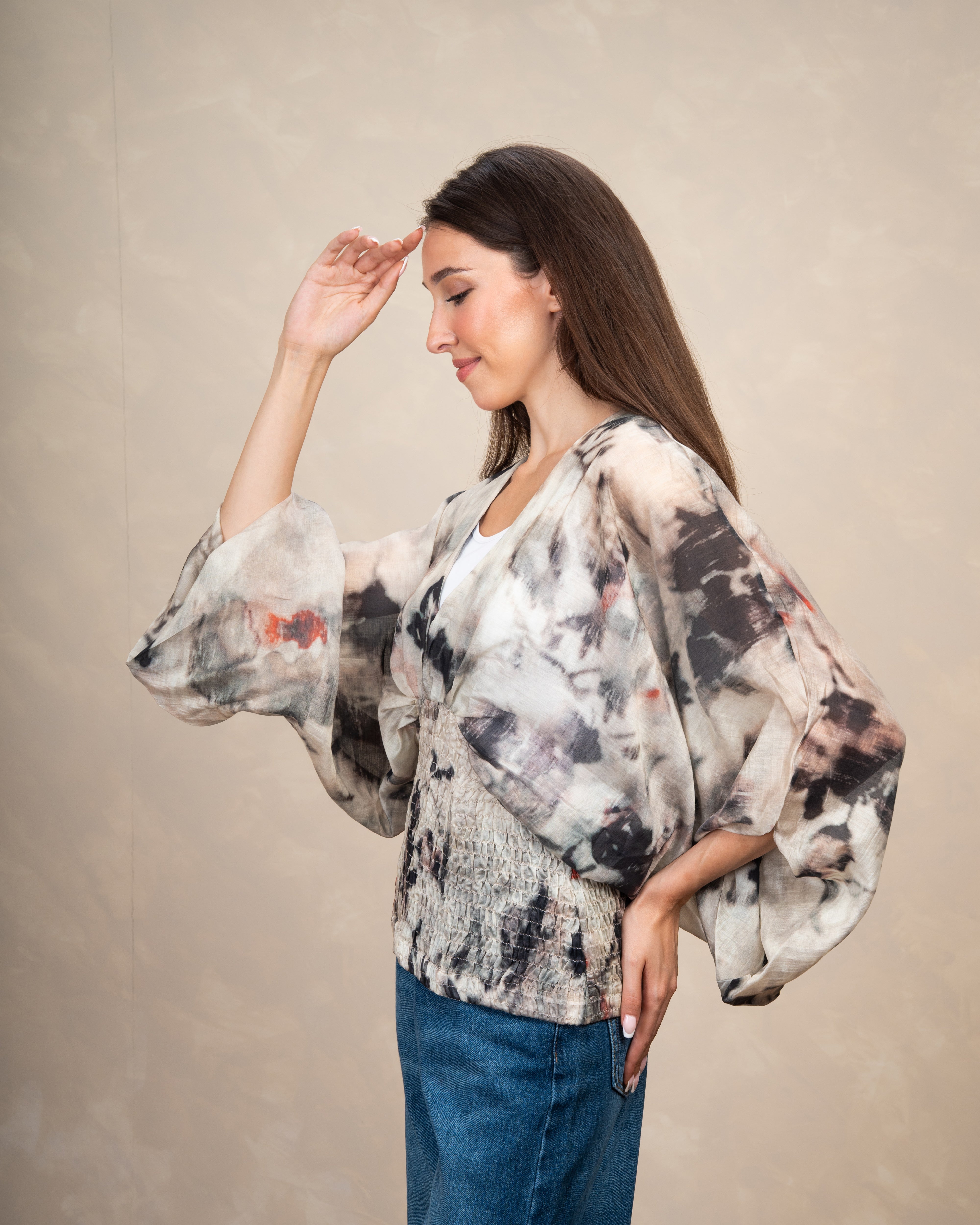 Floral Elastic Waist Blouse