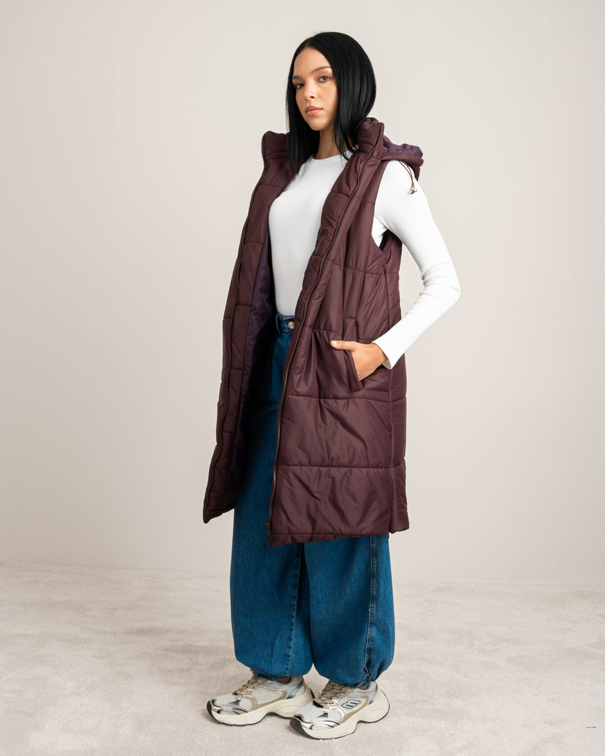 Quilted Hooded - Vest With Zipper