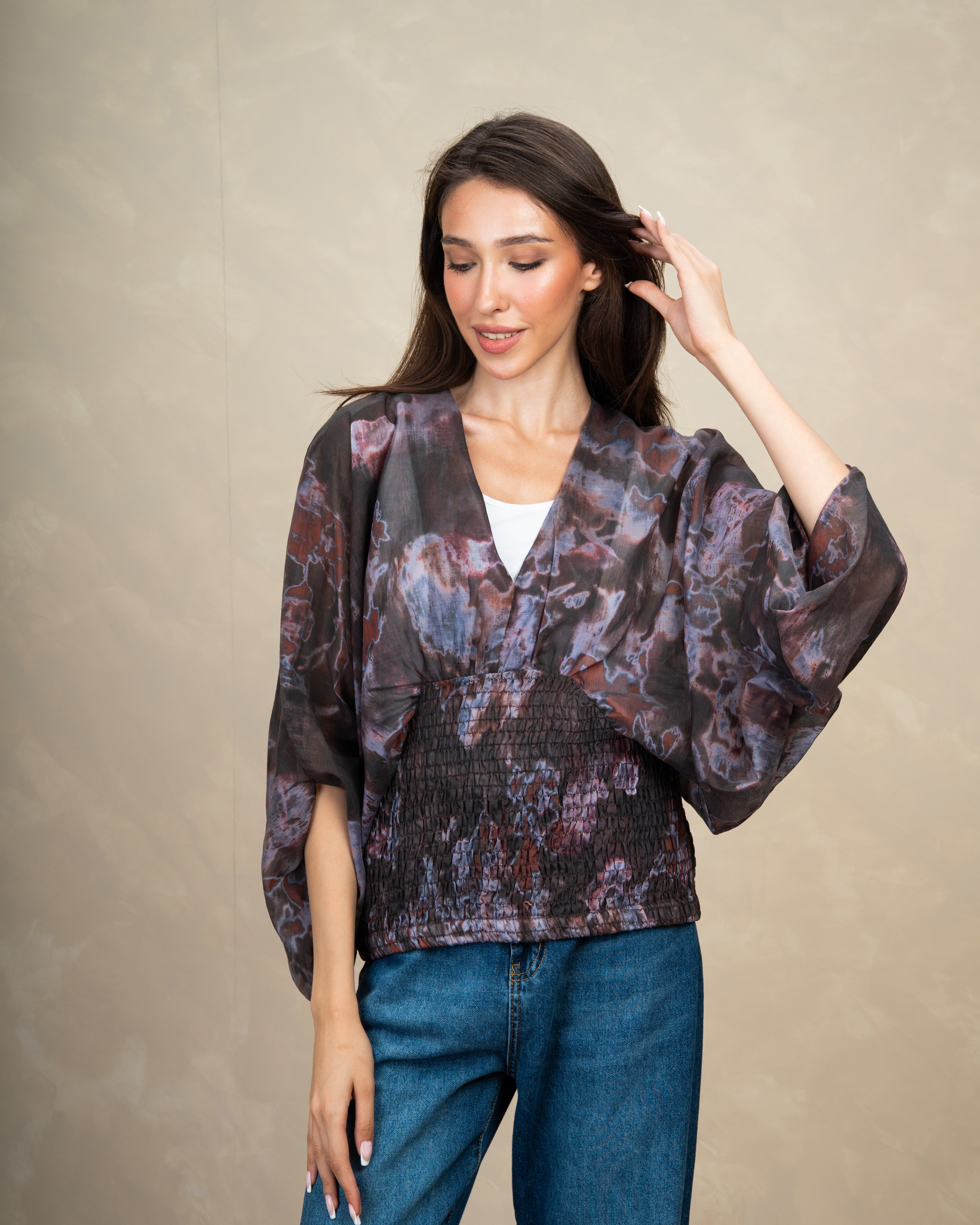 Floral Elastic Waist Blouse