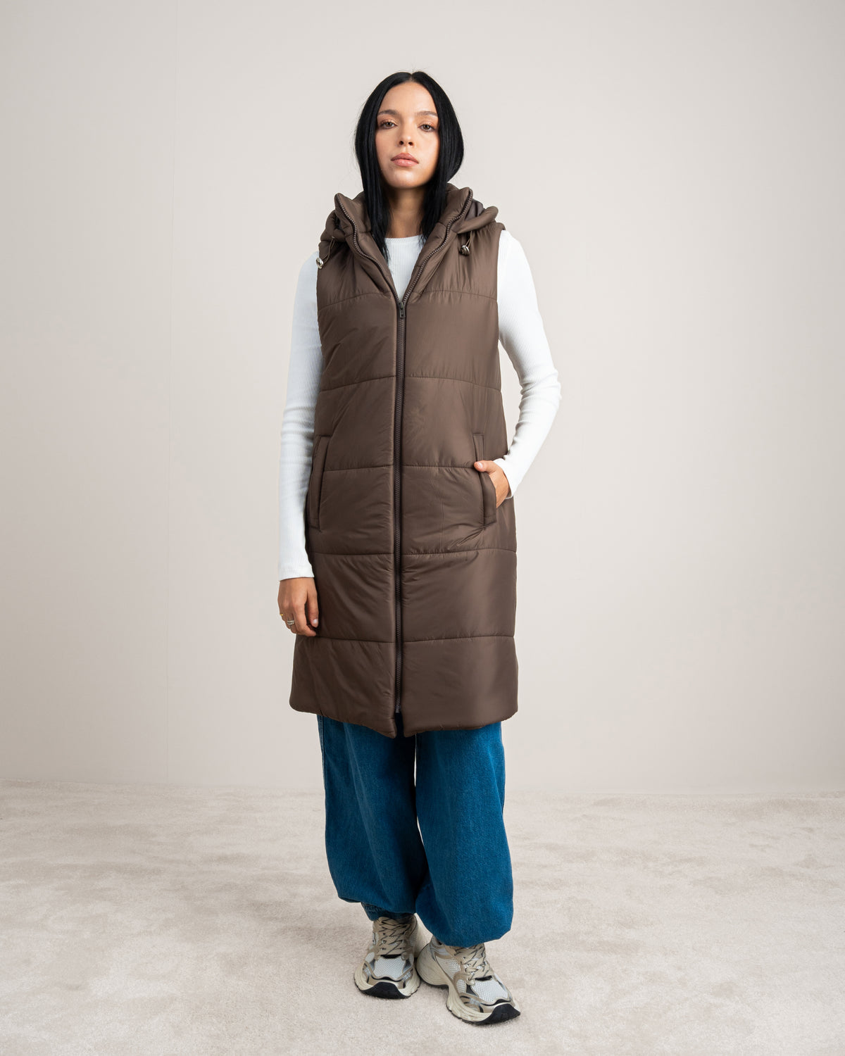 Quilted Hooded - Vest With Zipper