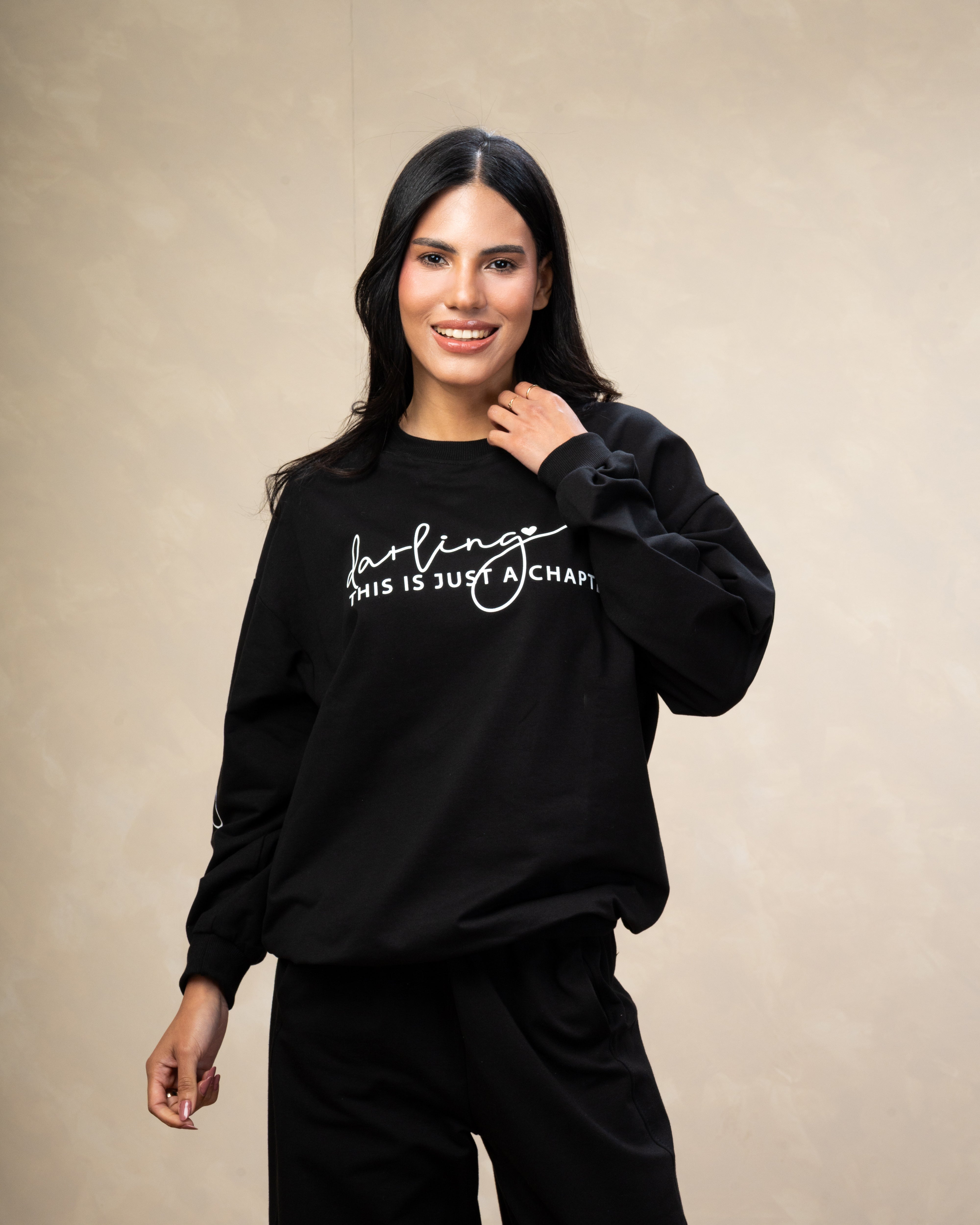 Text Print Sweatshirt  - With Sleeve Detail