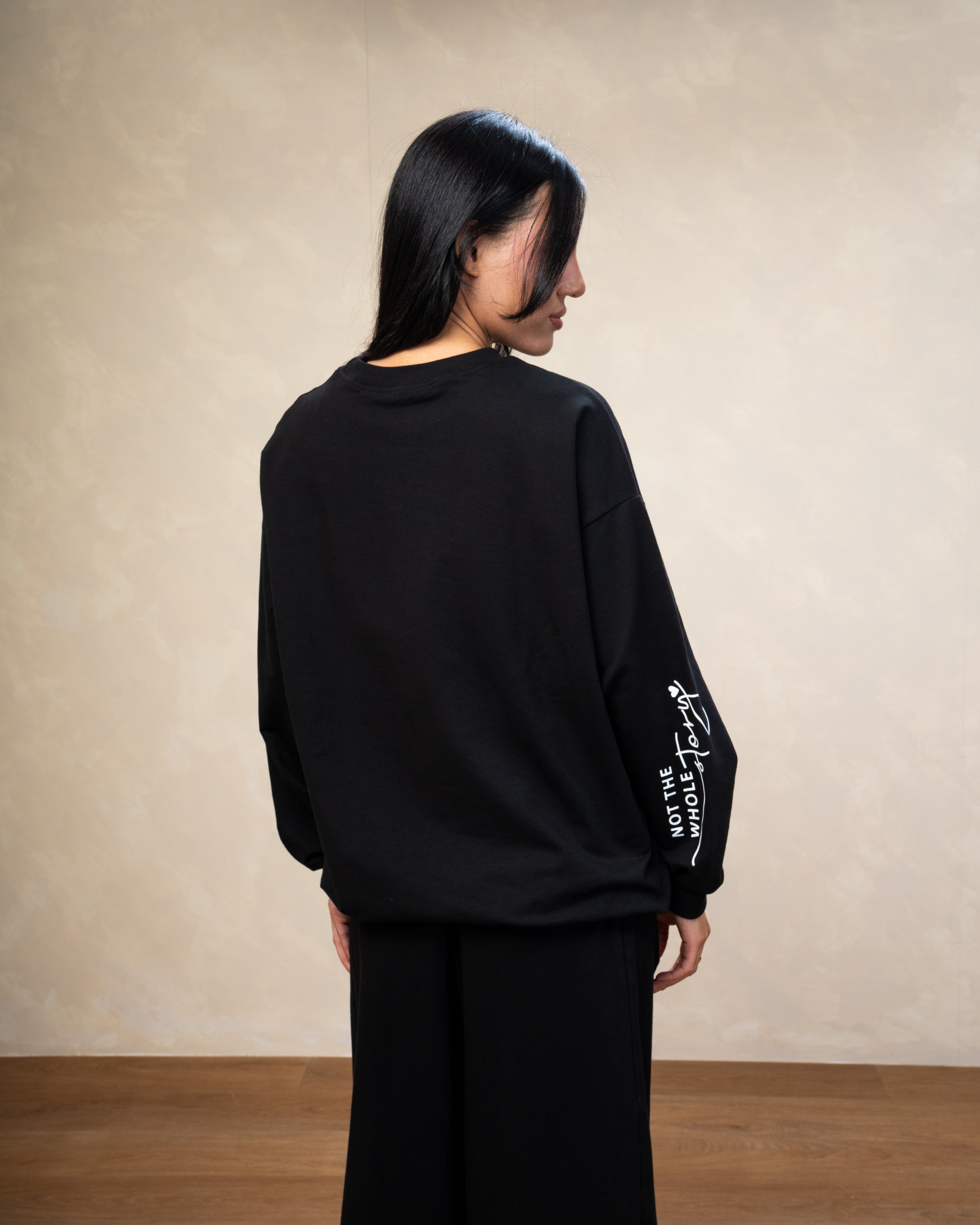 Text Print Sweatshirt  - With Sleeve Detail