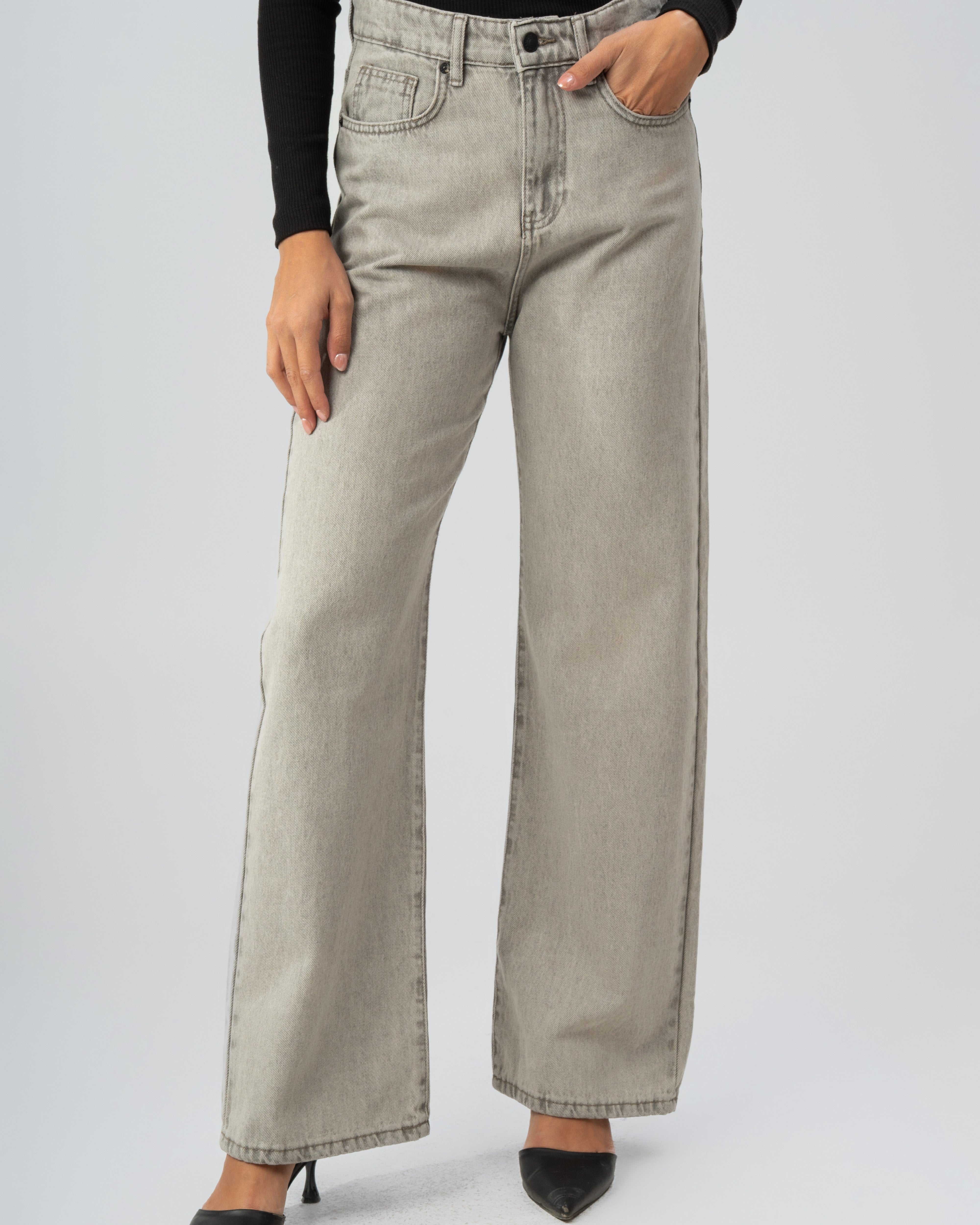 Plain Wide Leg - Denim Trouser
