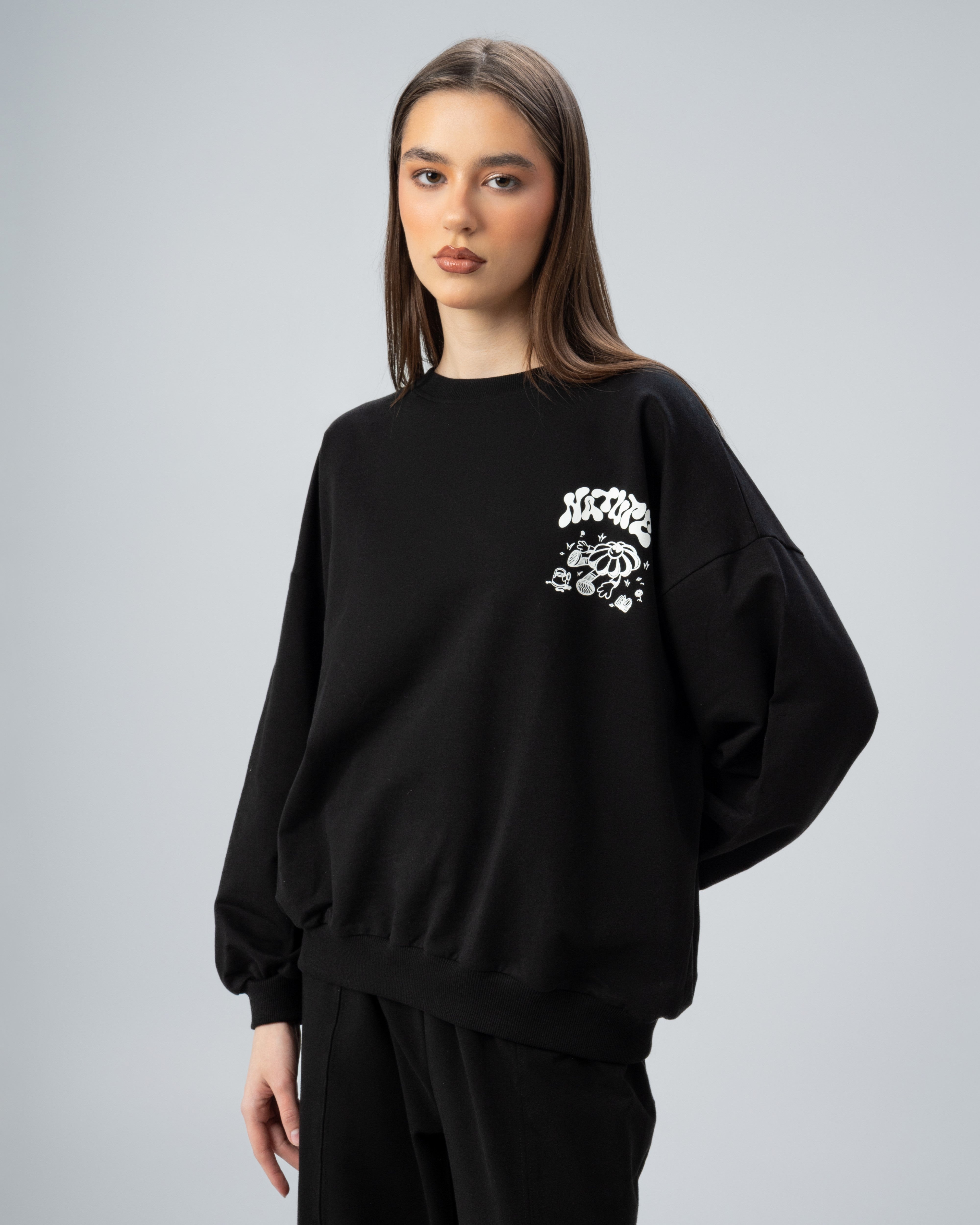 Circular Floral Print Sweatshirt