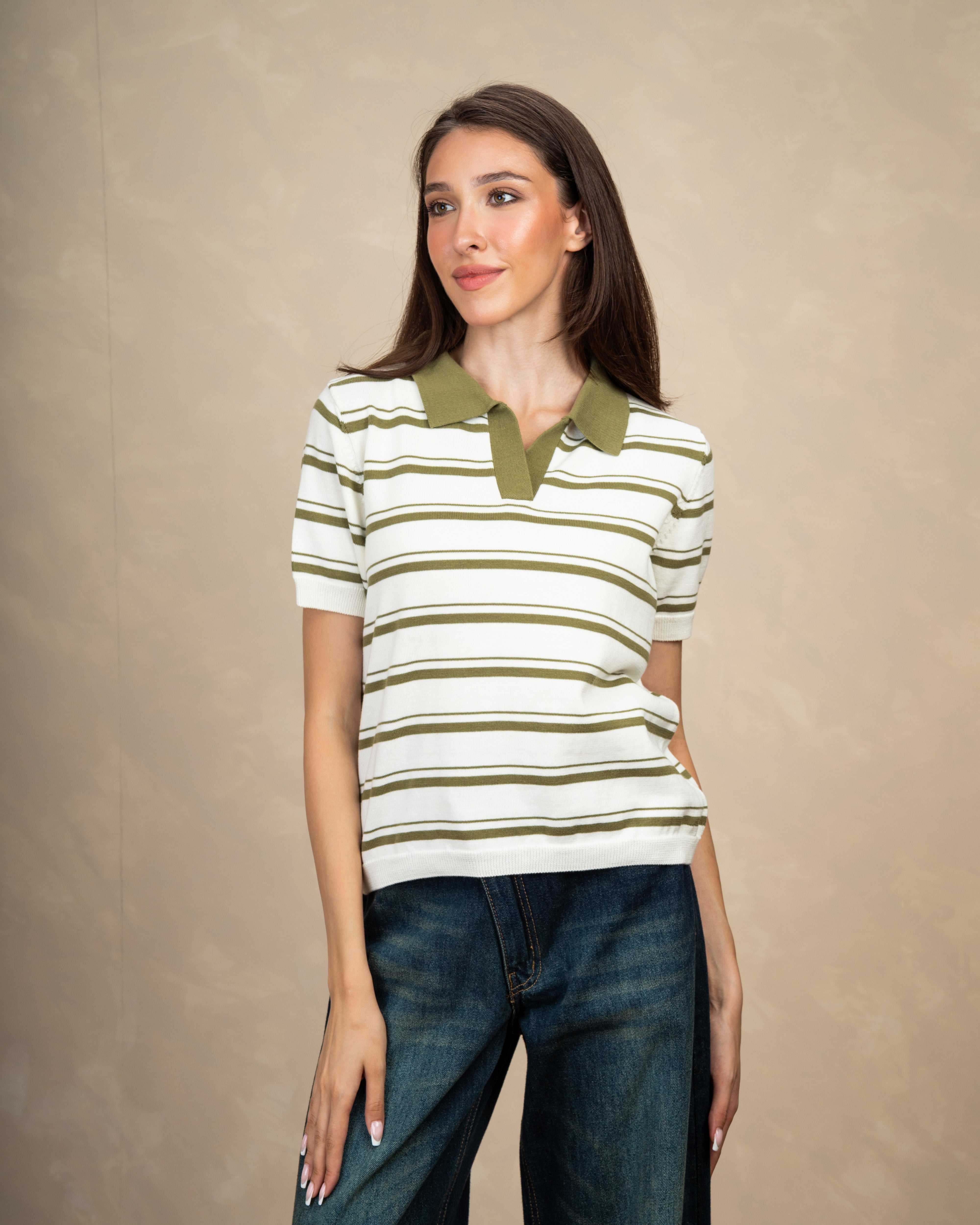 Short Striped Collared Body