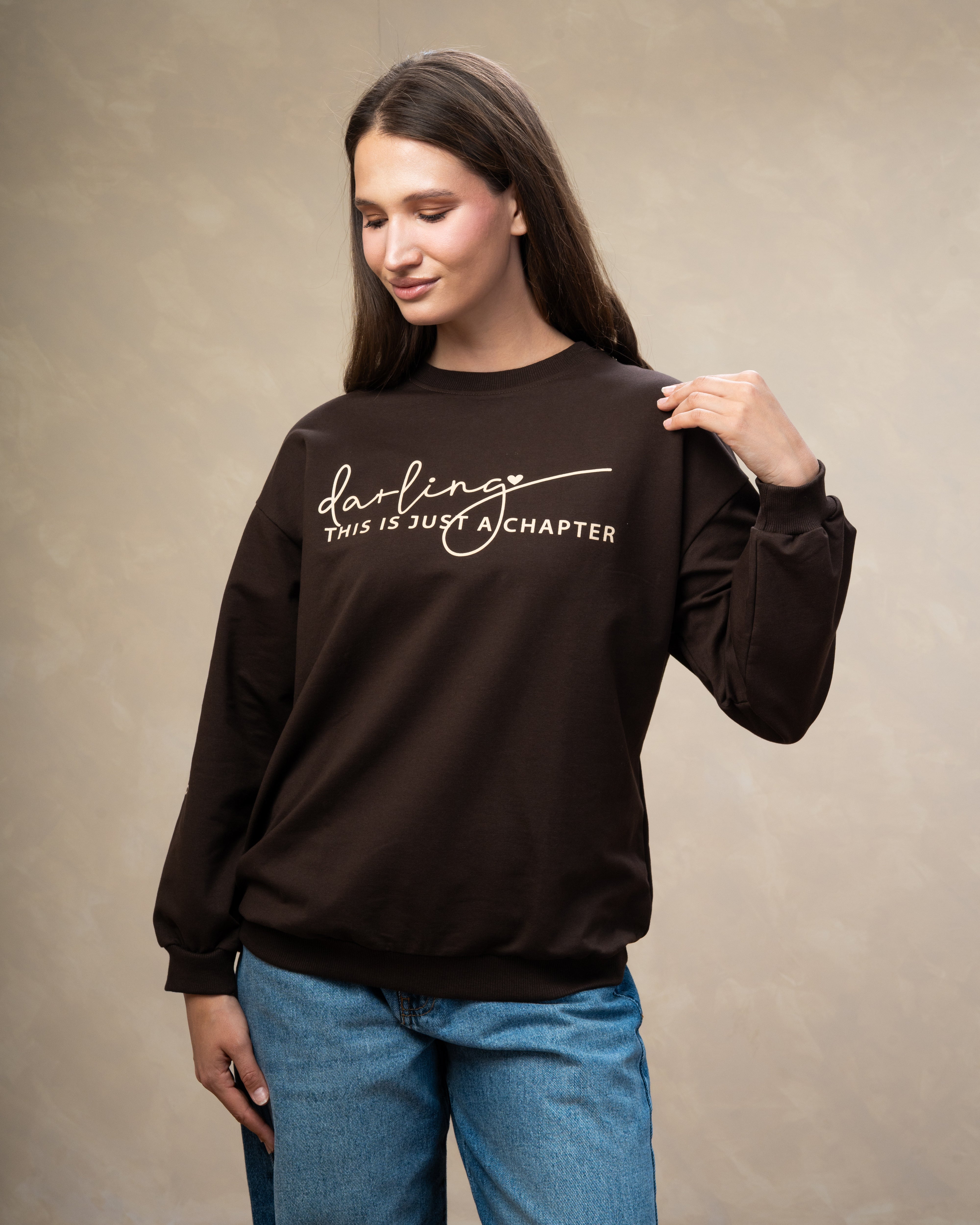 Text Print Sweatshirt  - With Sleeve Detail