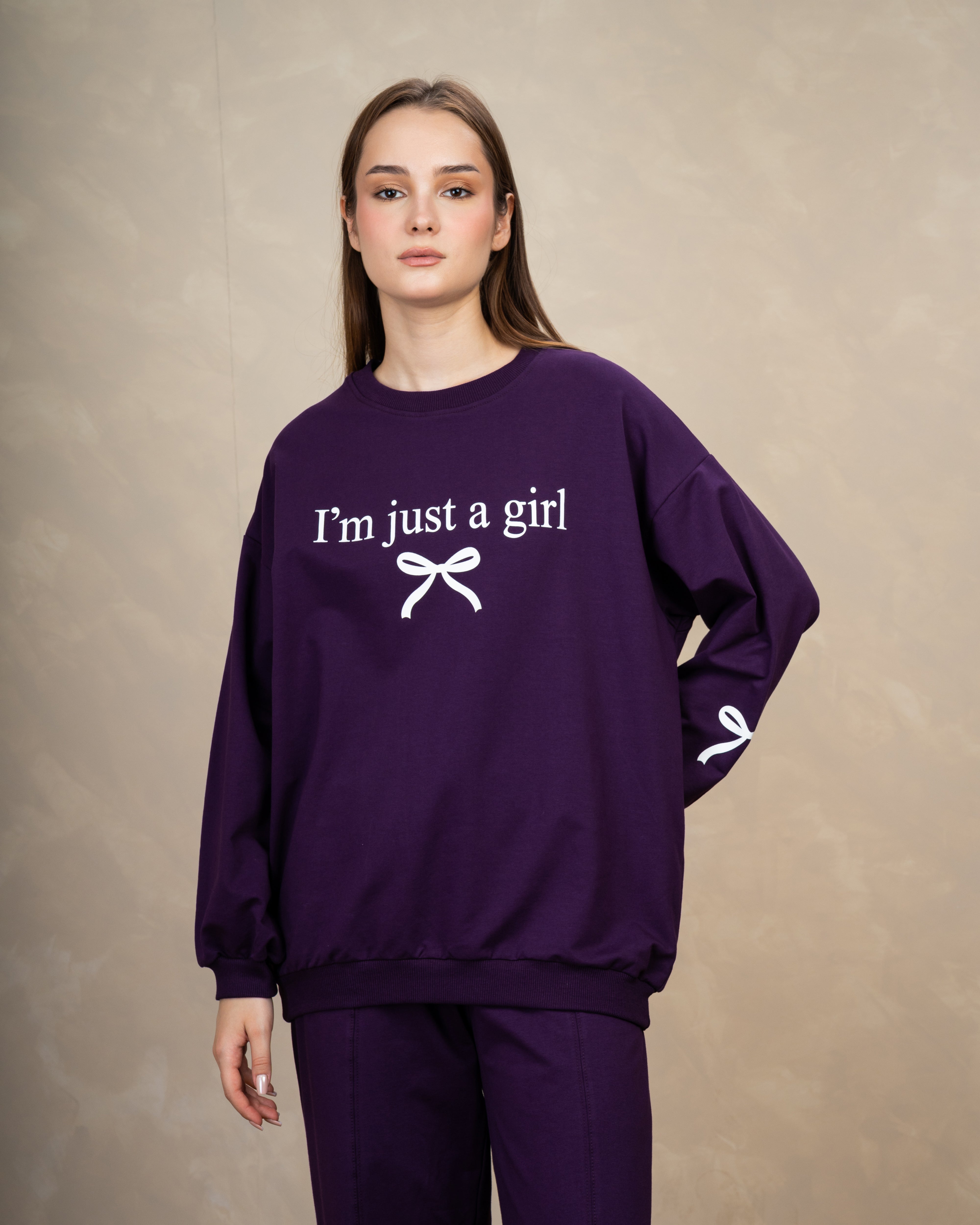 Bow And Text Print Sweatshirt