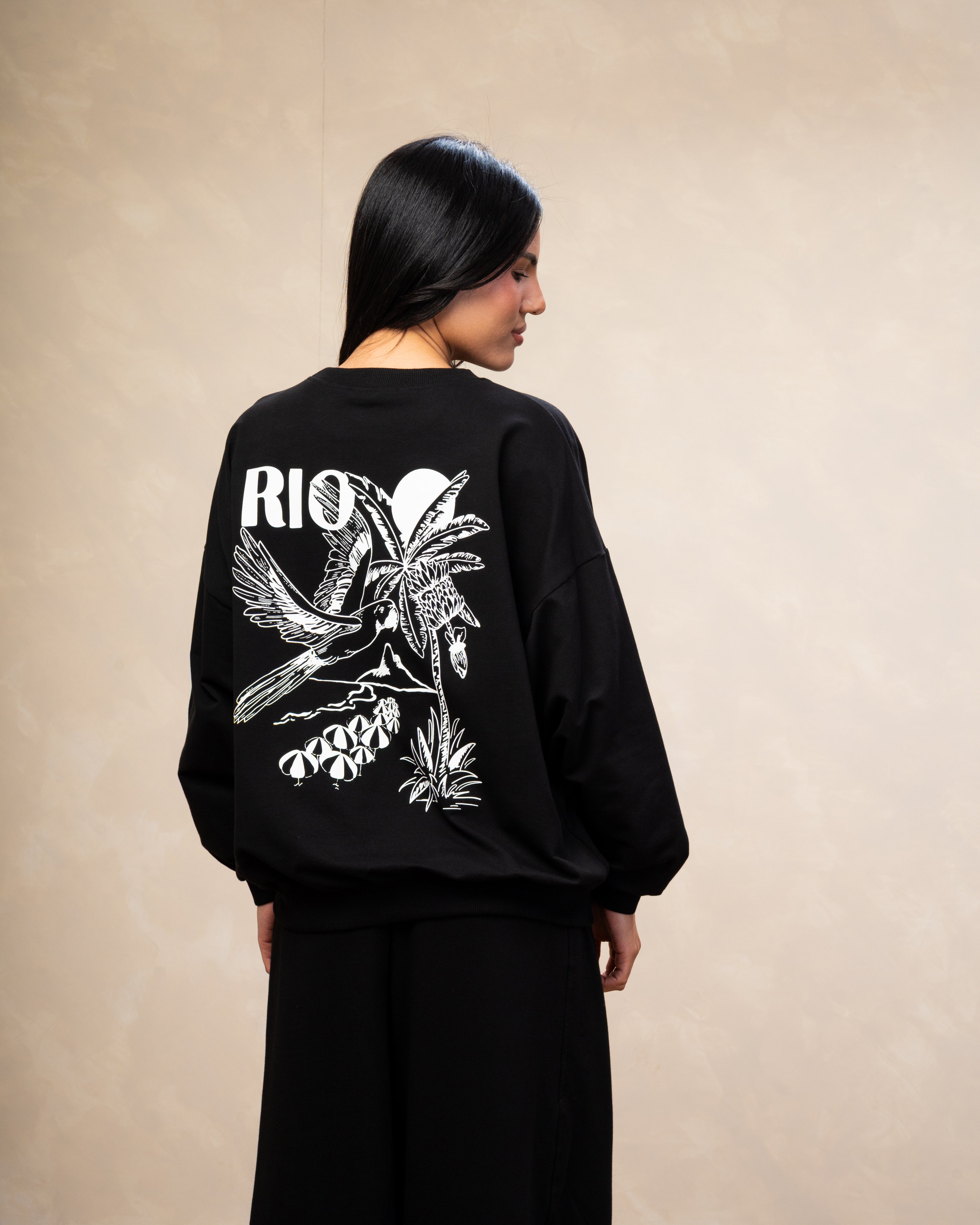 Floral Leaf Back Print Sweatshirt