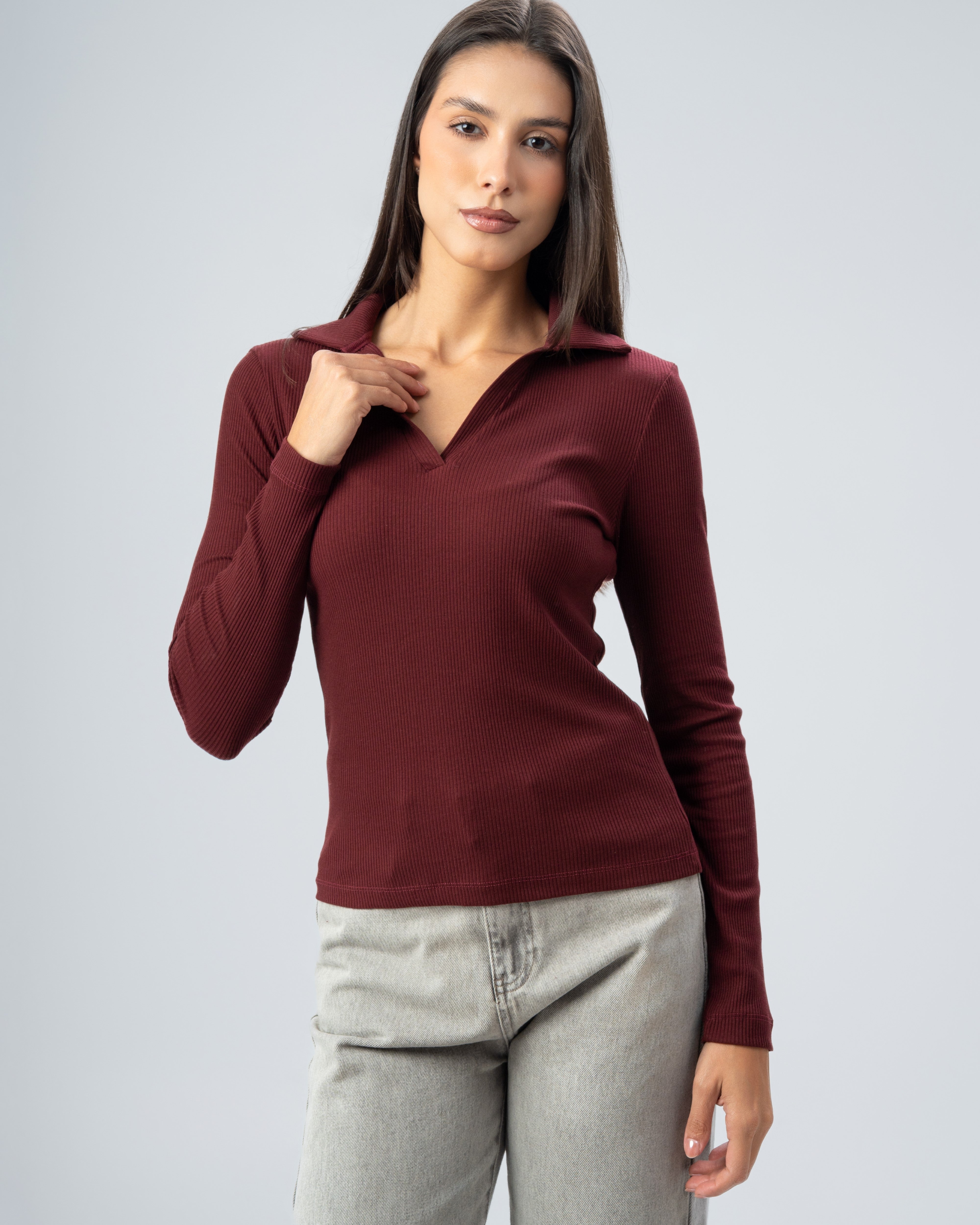 Basic Plain Crew Neck Top