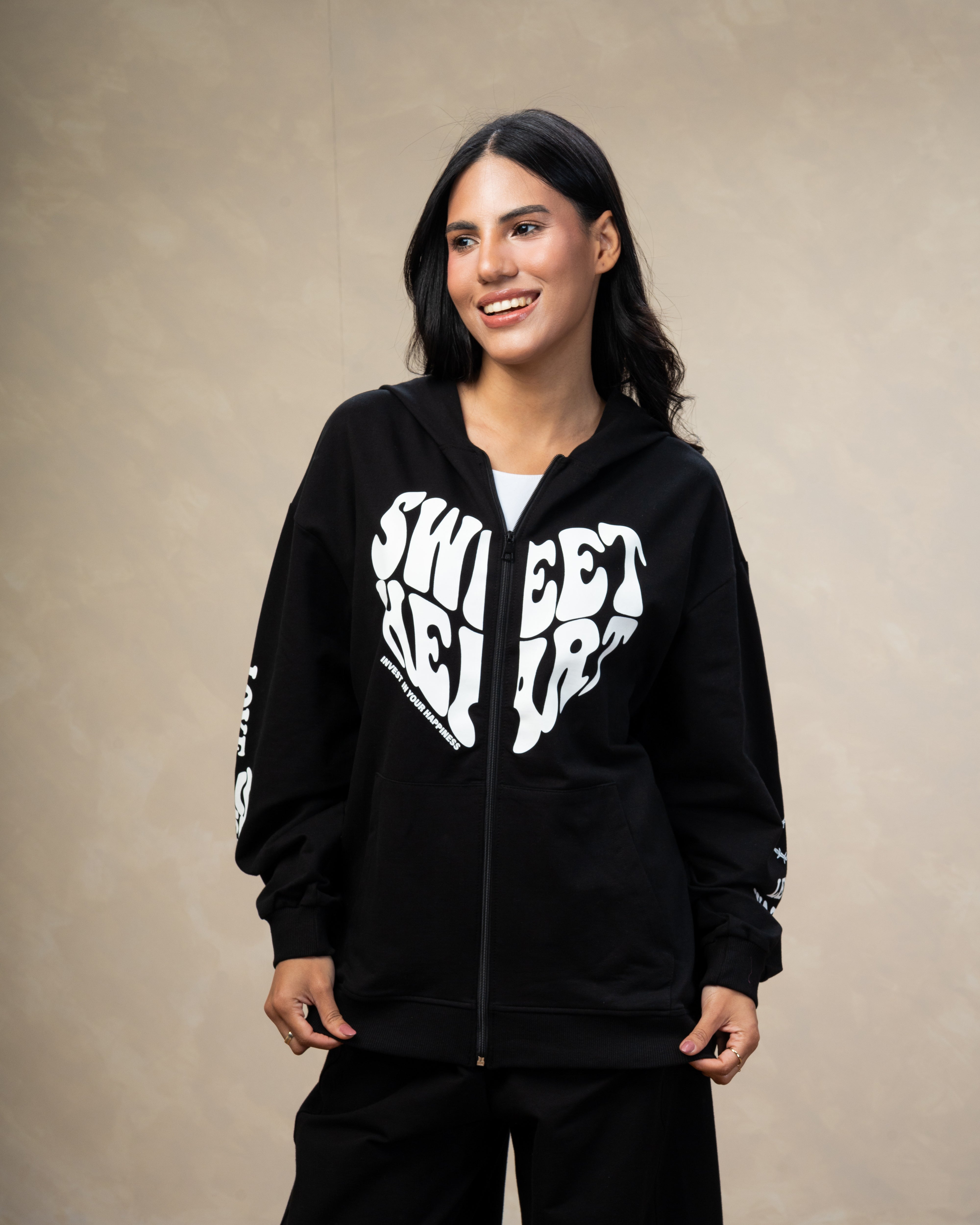 Heart Text Print Sweatshirt