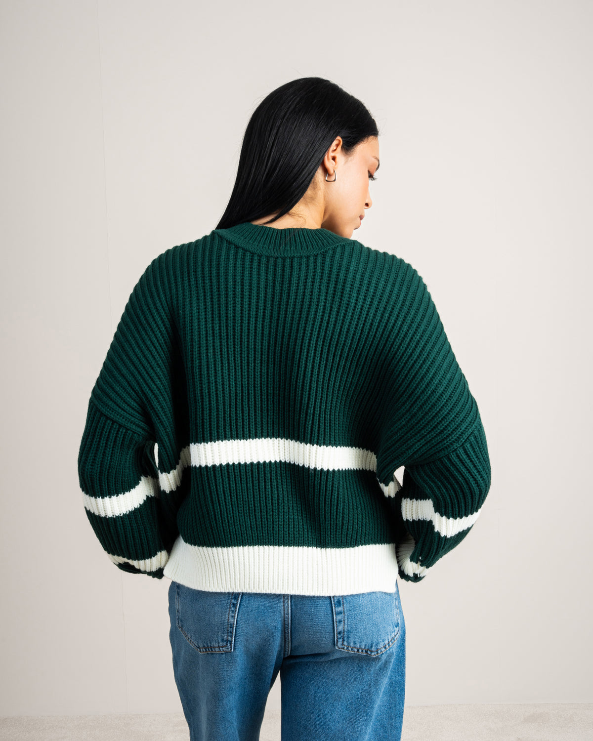 Knitwear Pullover With Contrast - Waist Stripe