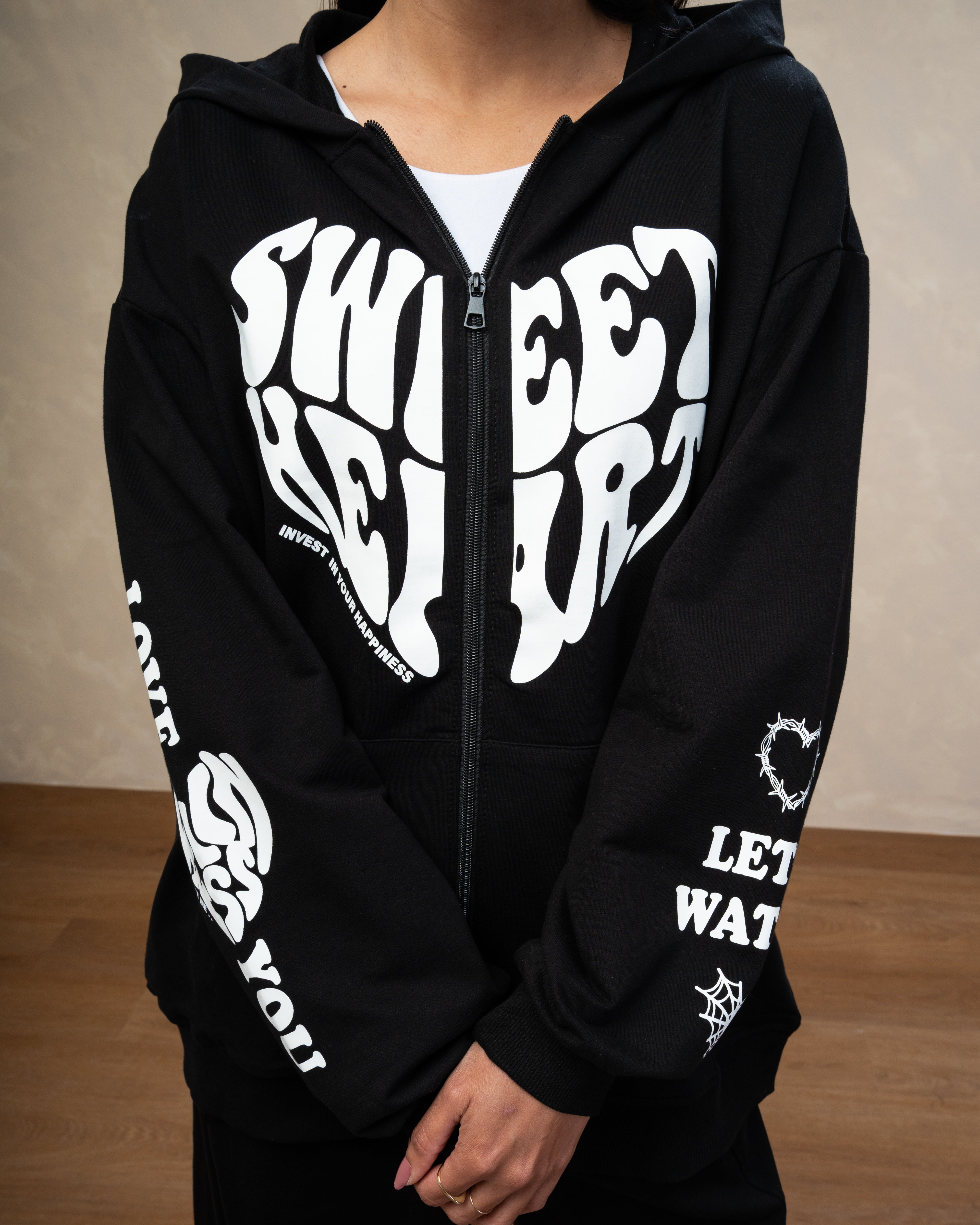 Heart Text Print Sweatshirt
