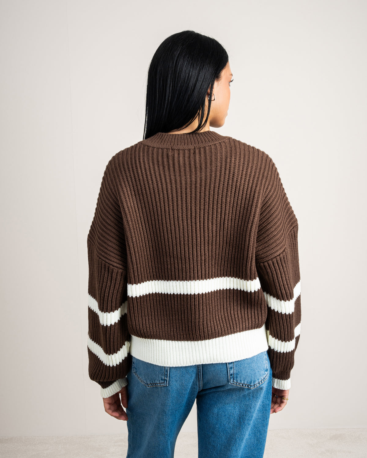 Knitwear Pullover With Contrast - Waist Stripe