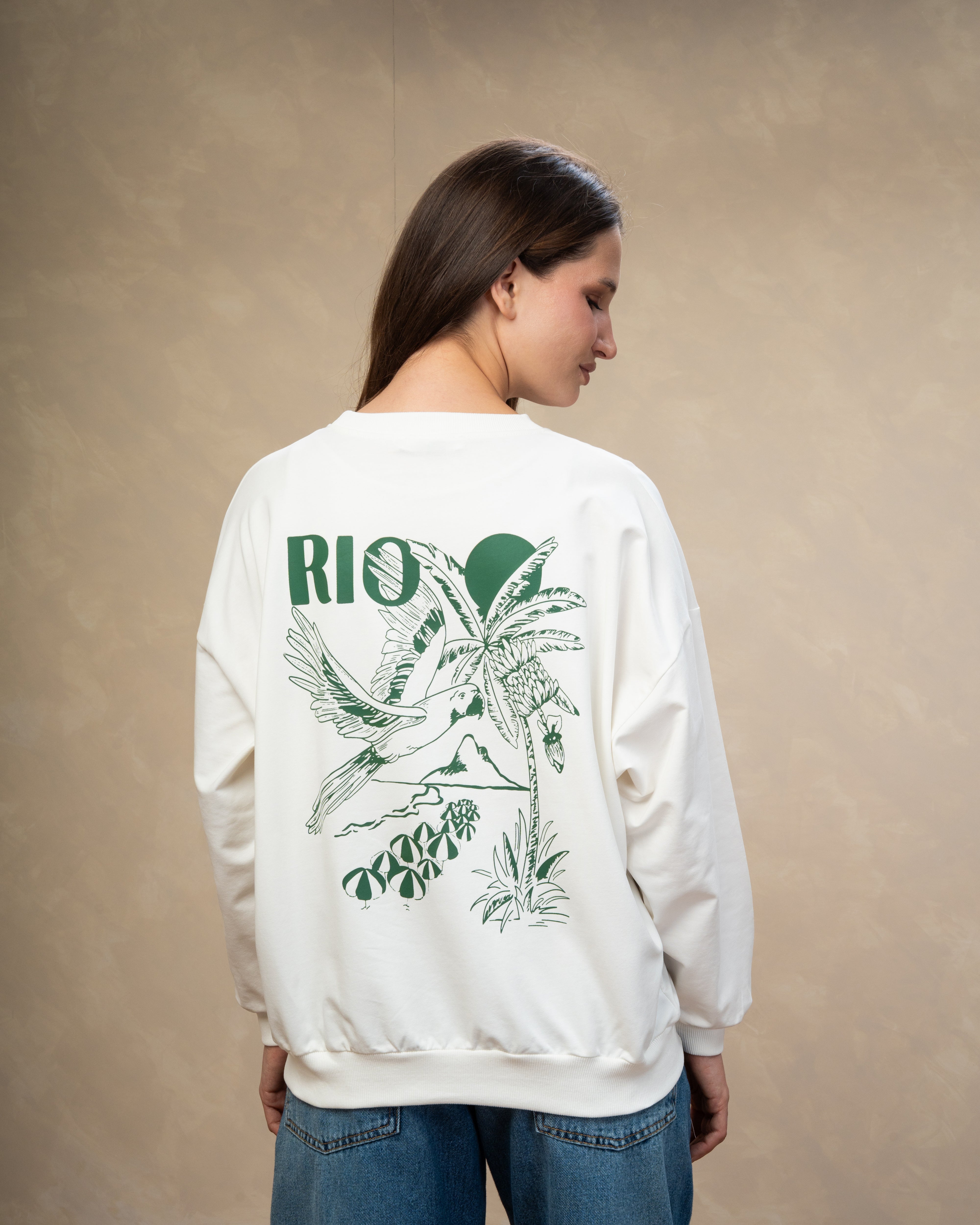 Floral Leaf Back Print Sweatshirt