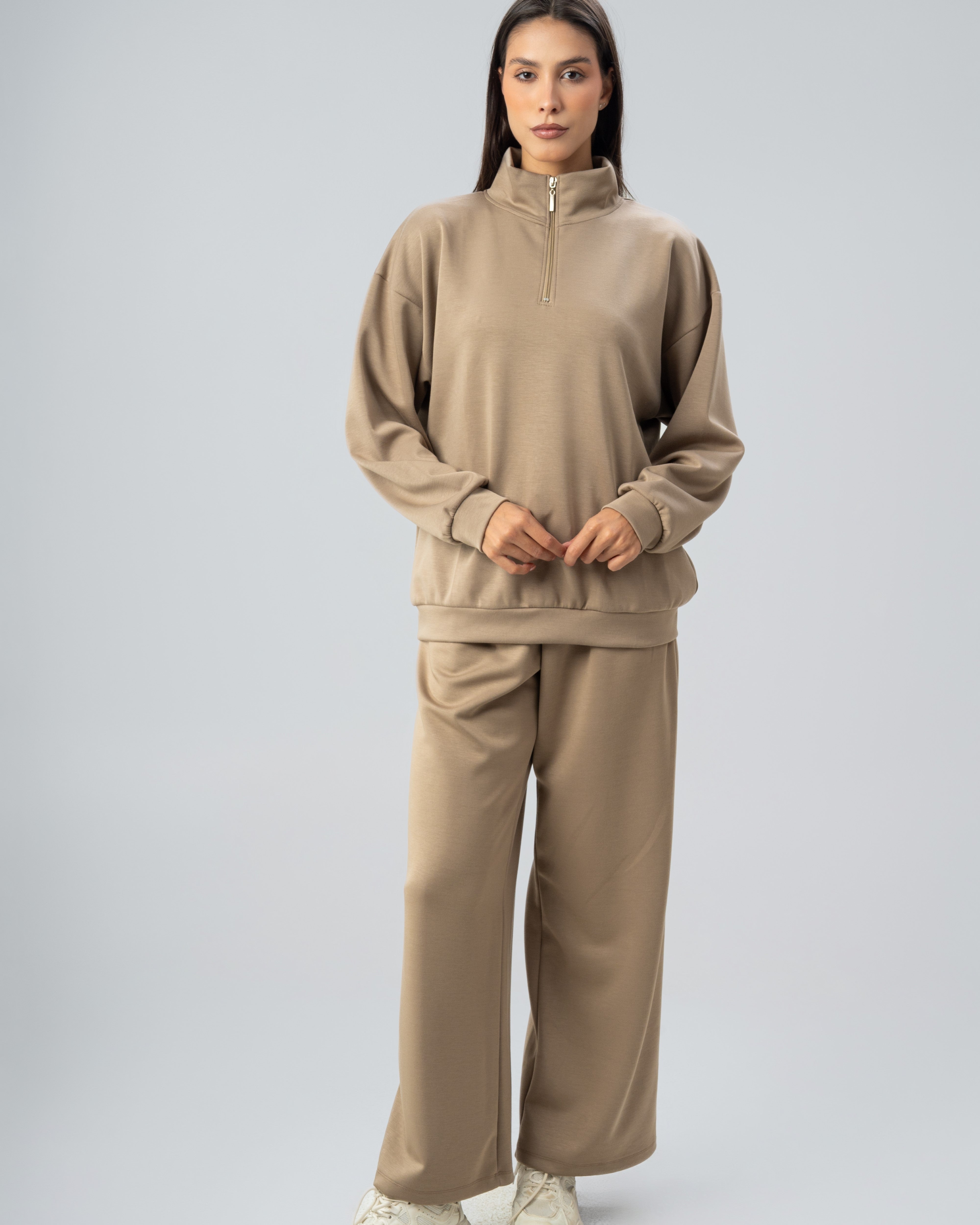 Plain Zip Neck Sweatshirt