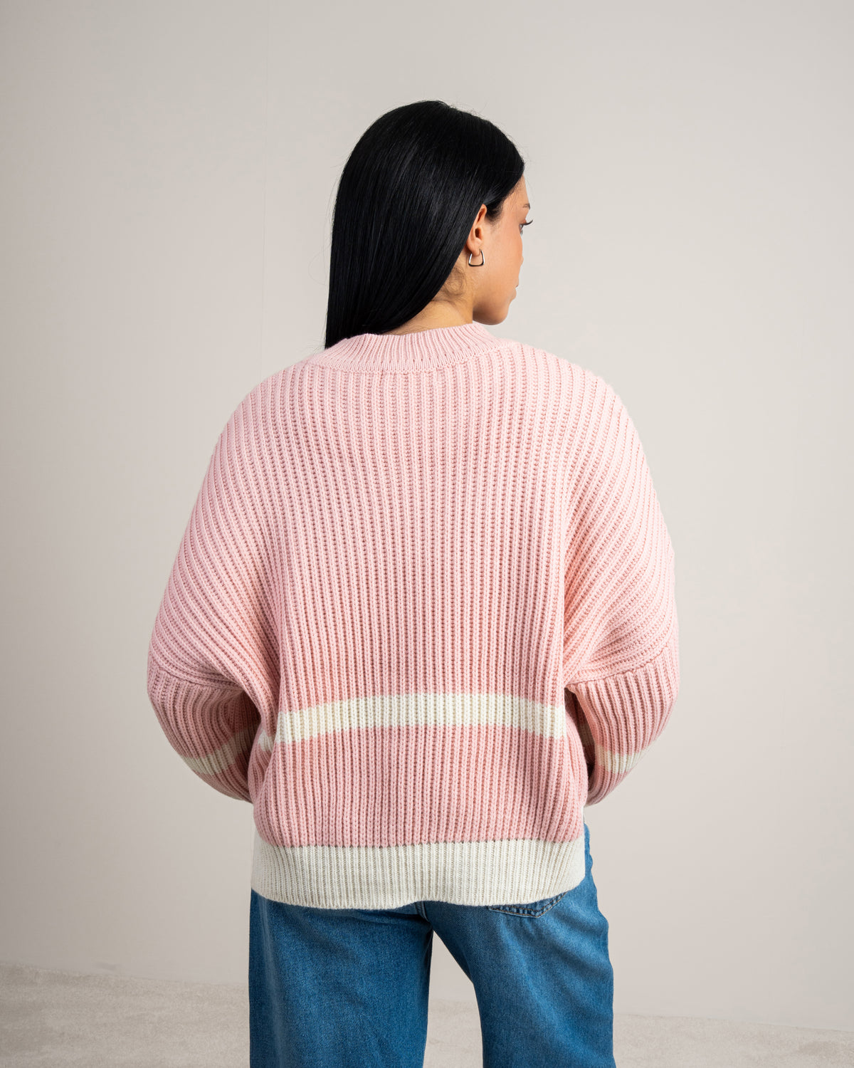 Knitwear Pullover With Contrast - Waist Stripe