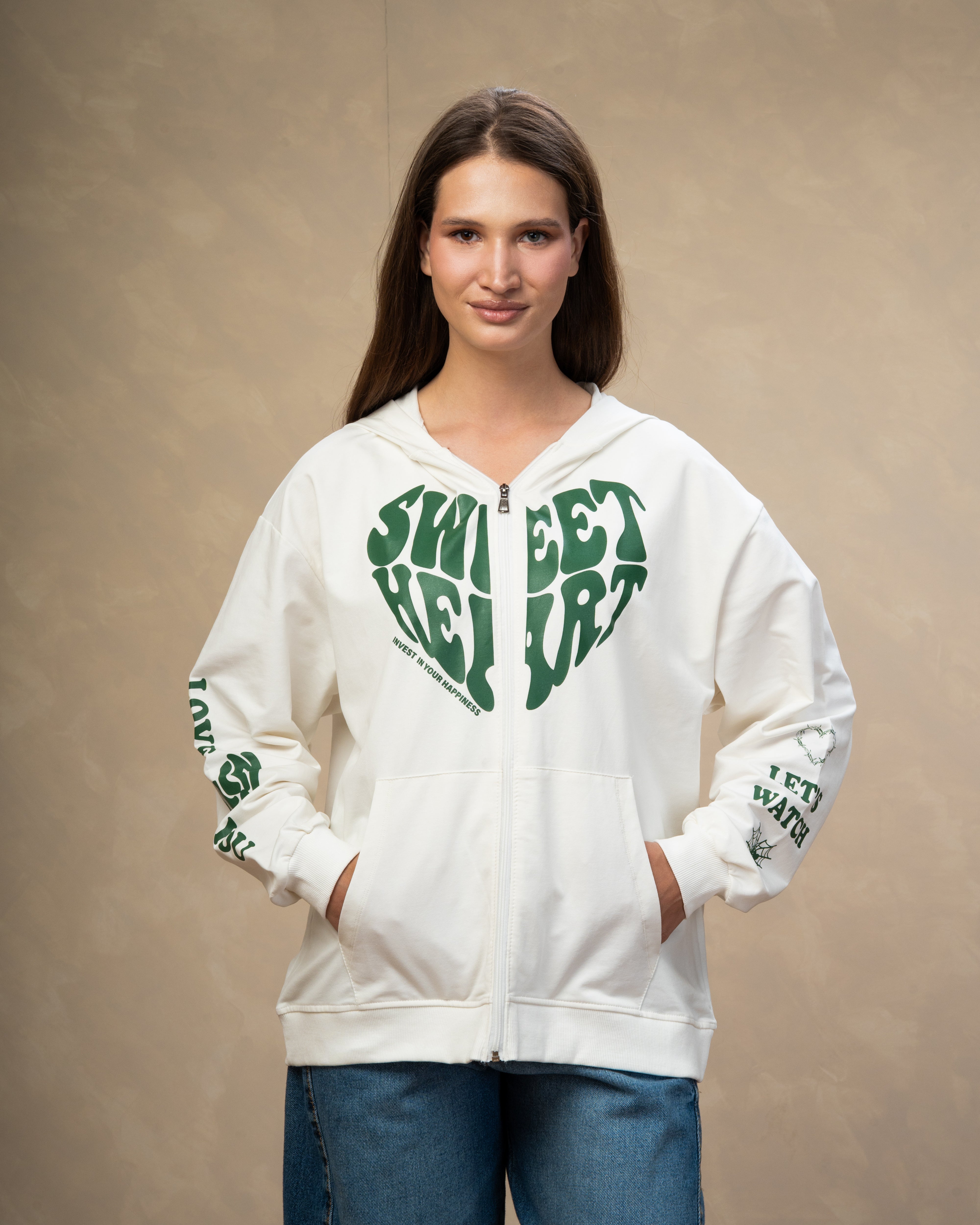 Heart Text Print Sweatshirt