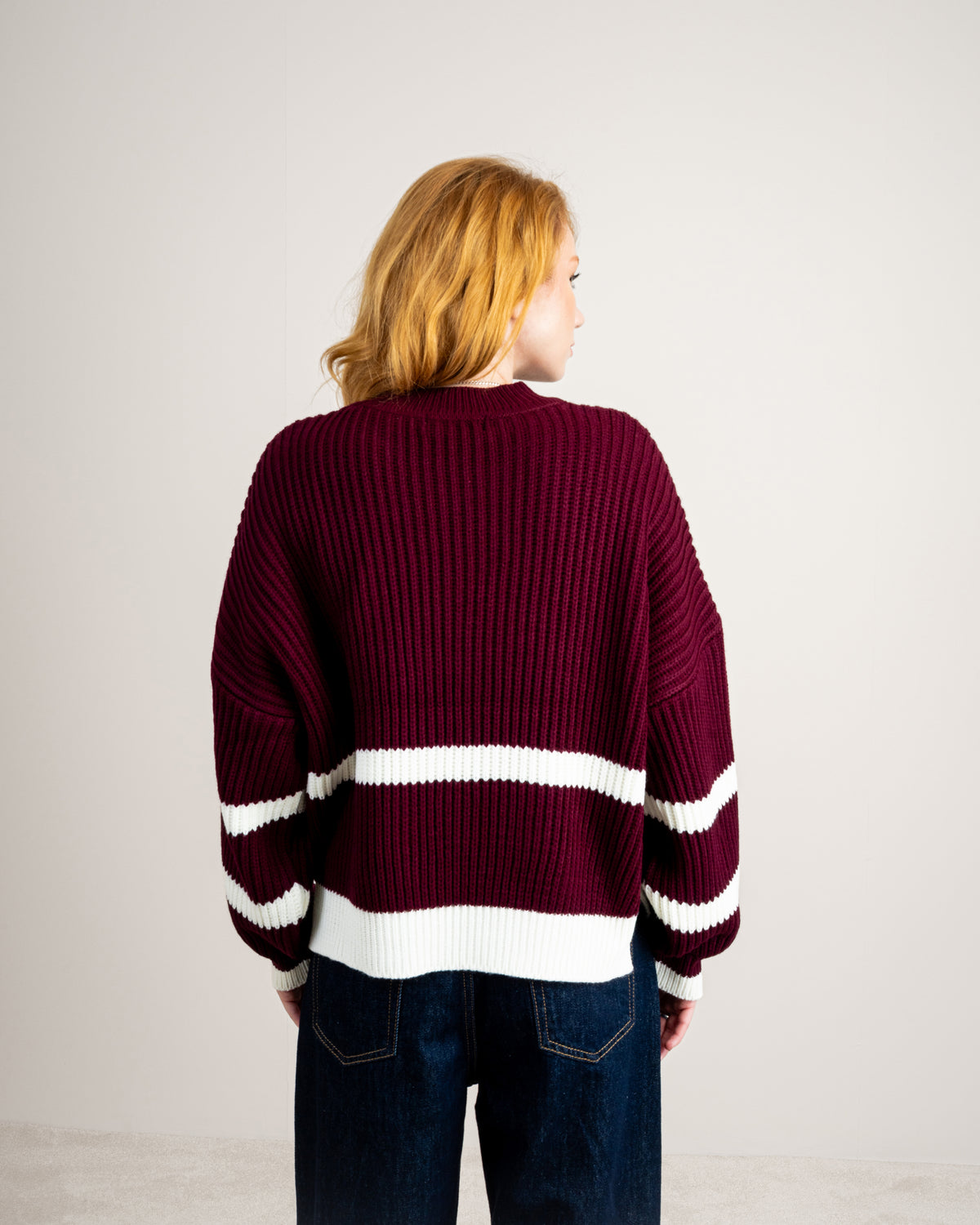 Knitwear Pullover With Contrast - Waist Stripe