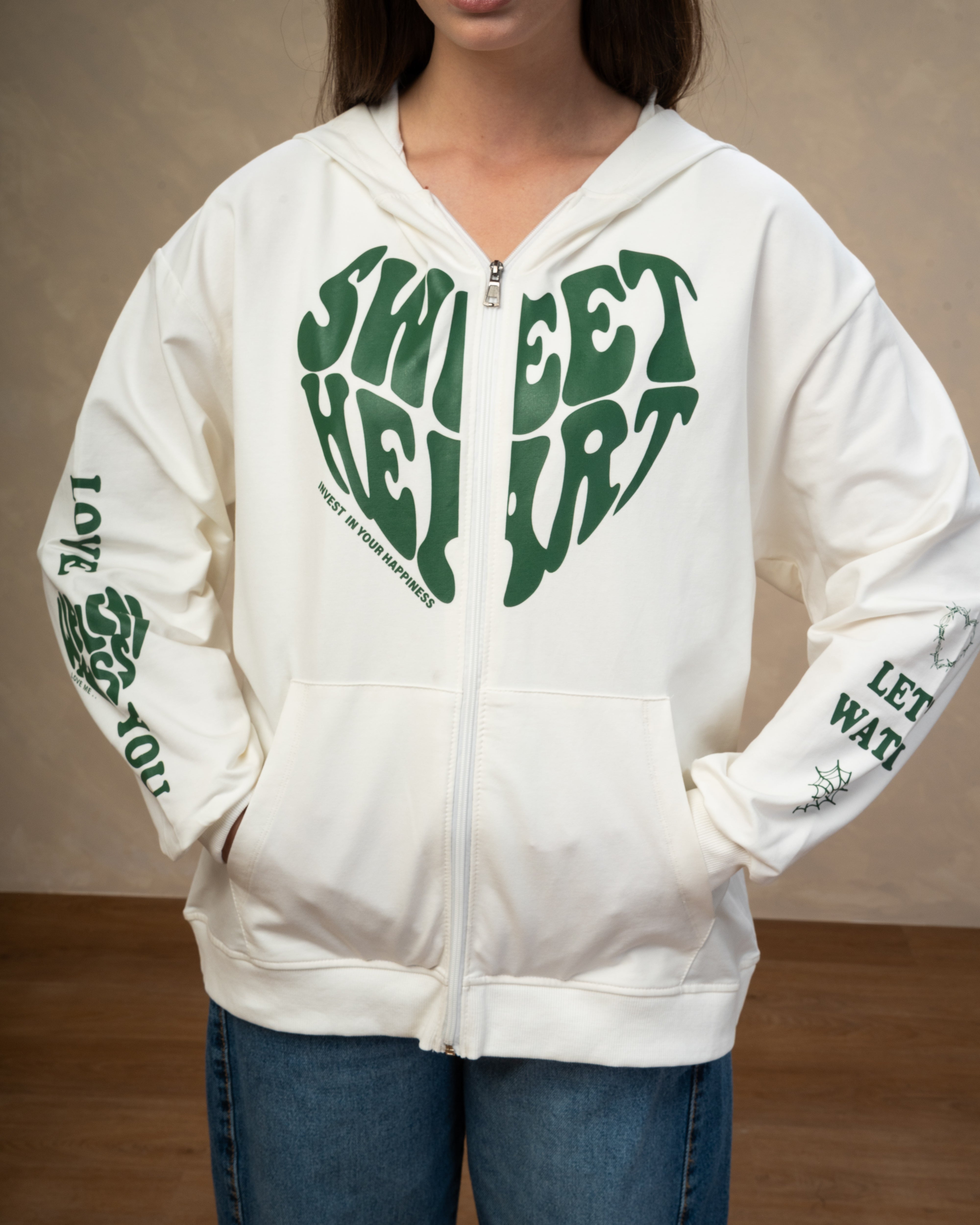 Heart Text Print Sweatshirt