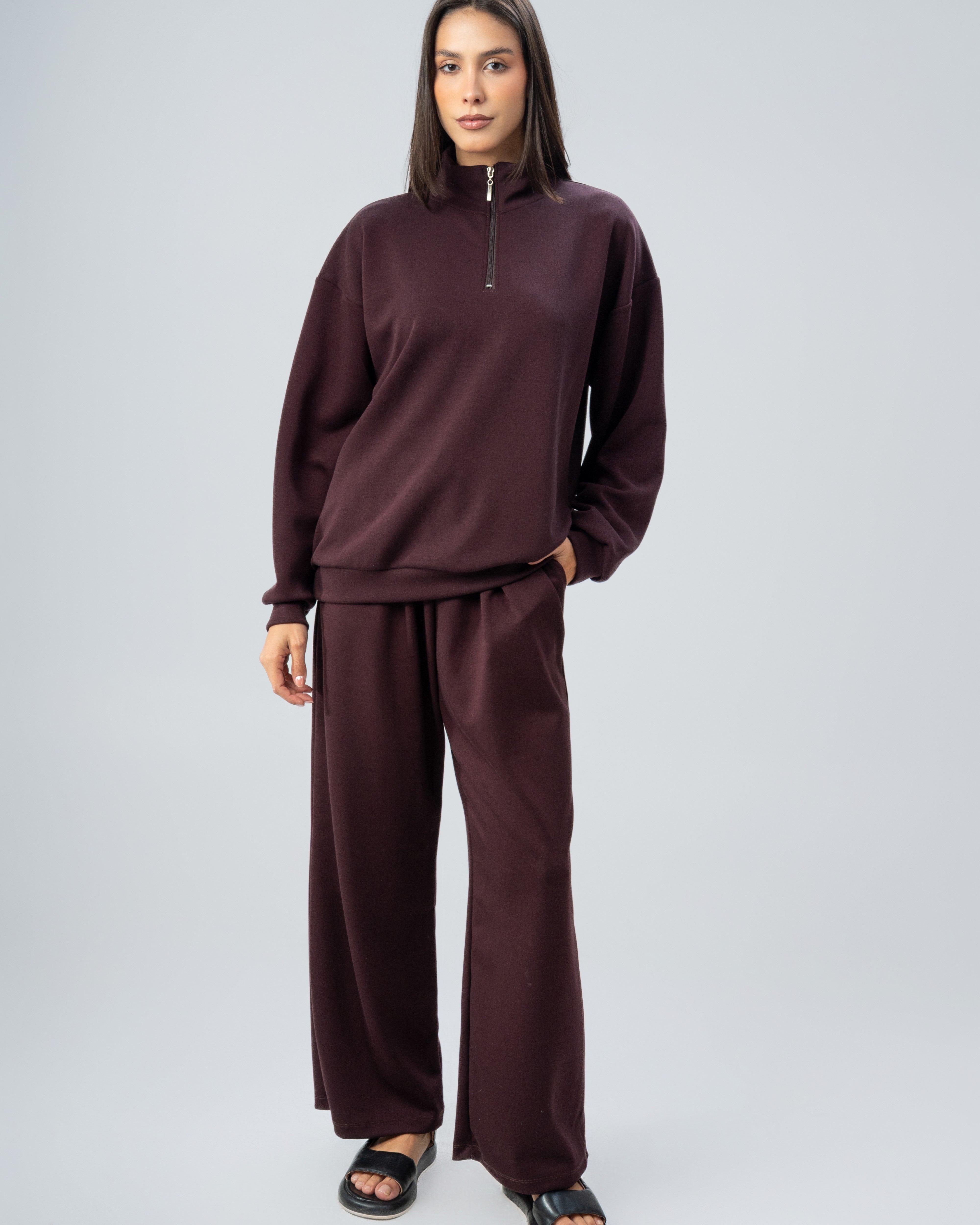 Plain Zip Neck Sweatshirt