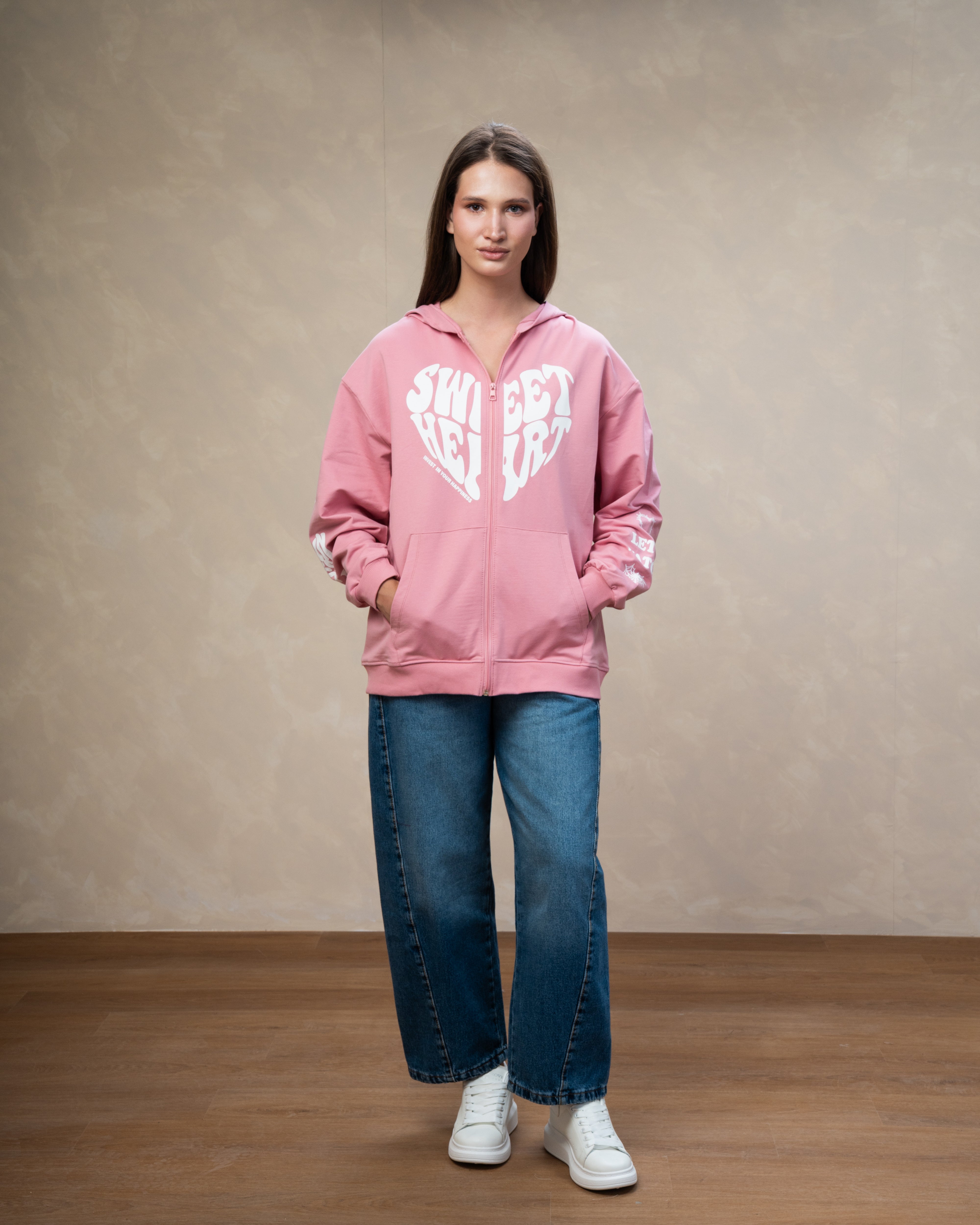 Heart Text Print Sweatshirt