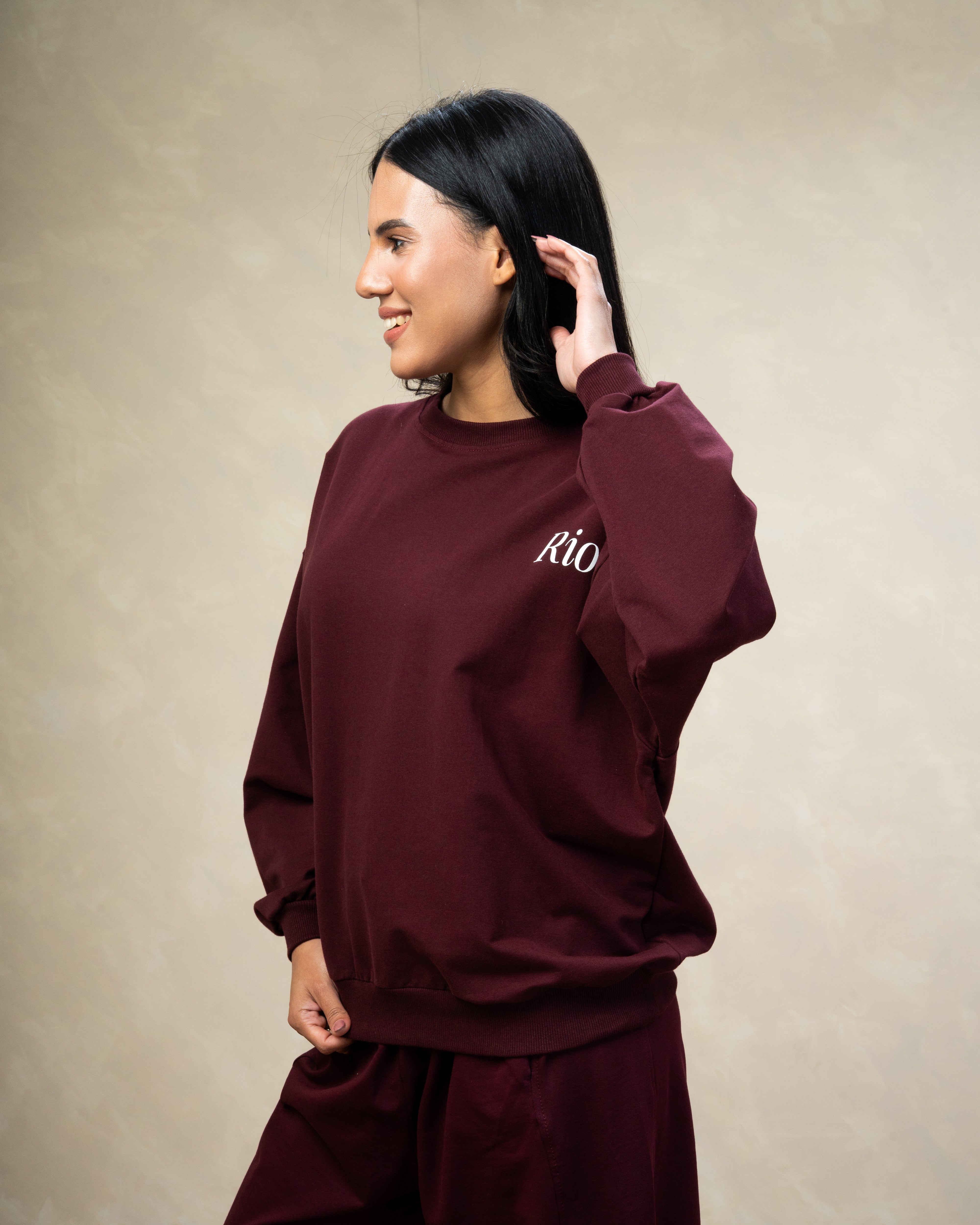Floral Leaf Back Print Sweatshirt