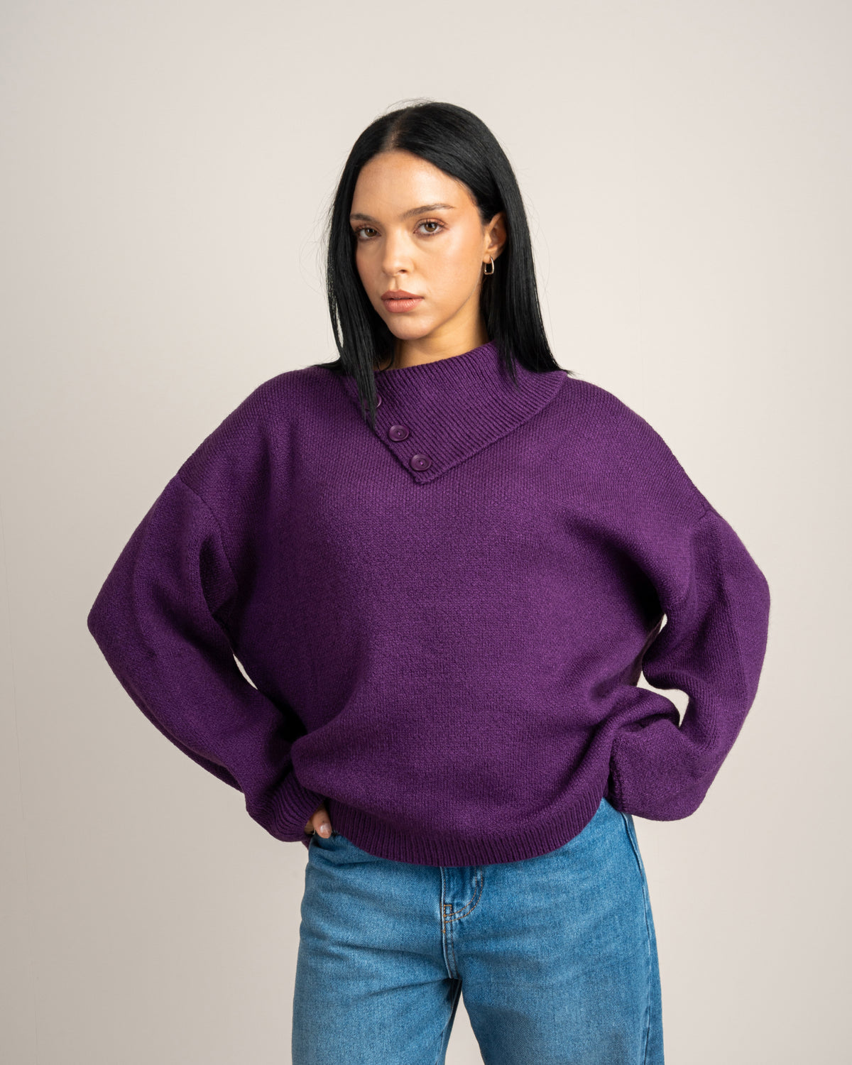 Knitwear Pullover - With Button Neck