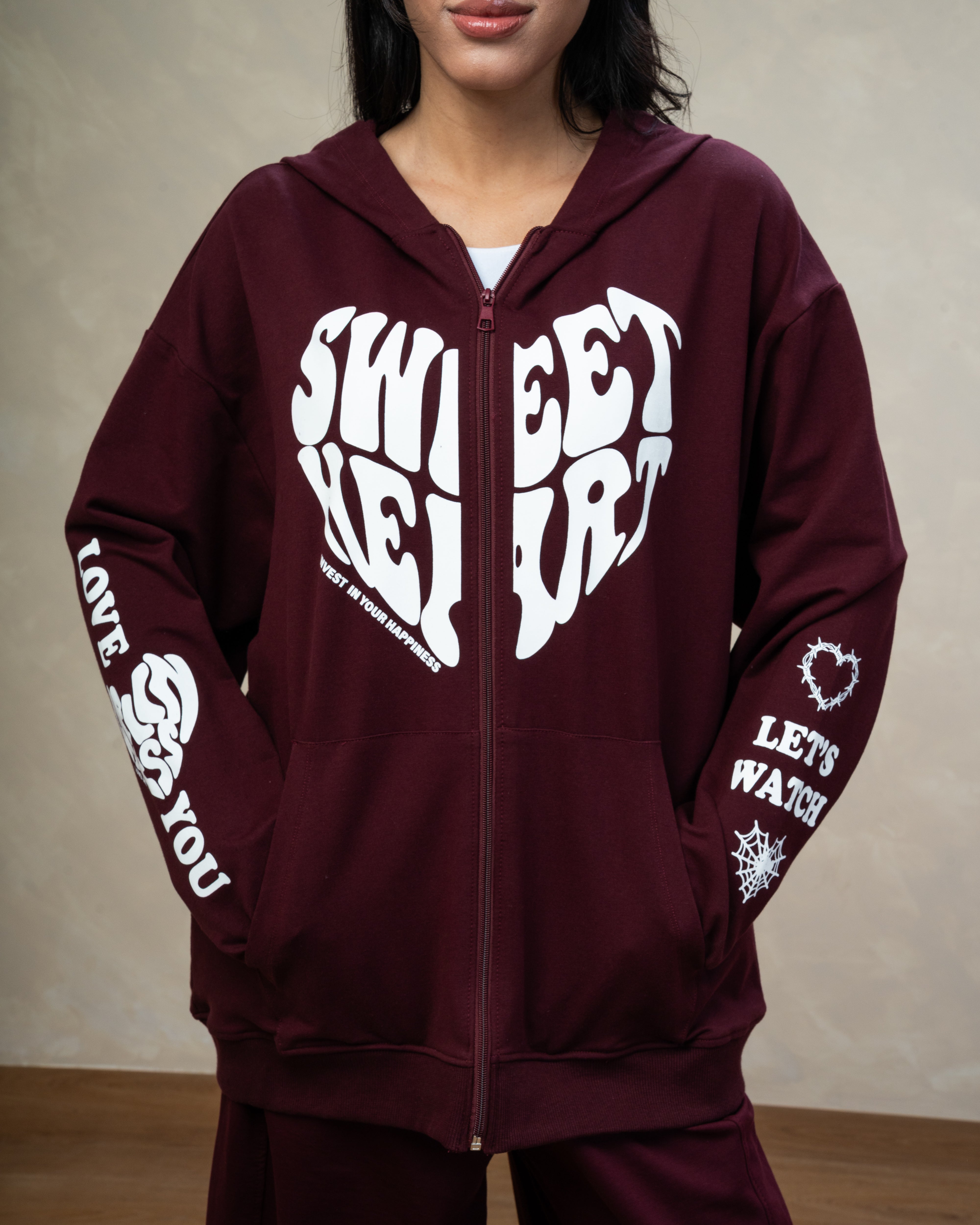 Heart Text Print Sweatshirt