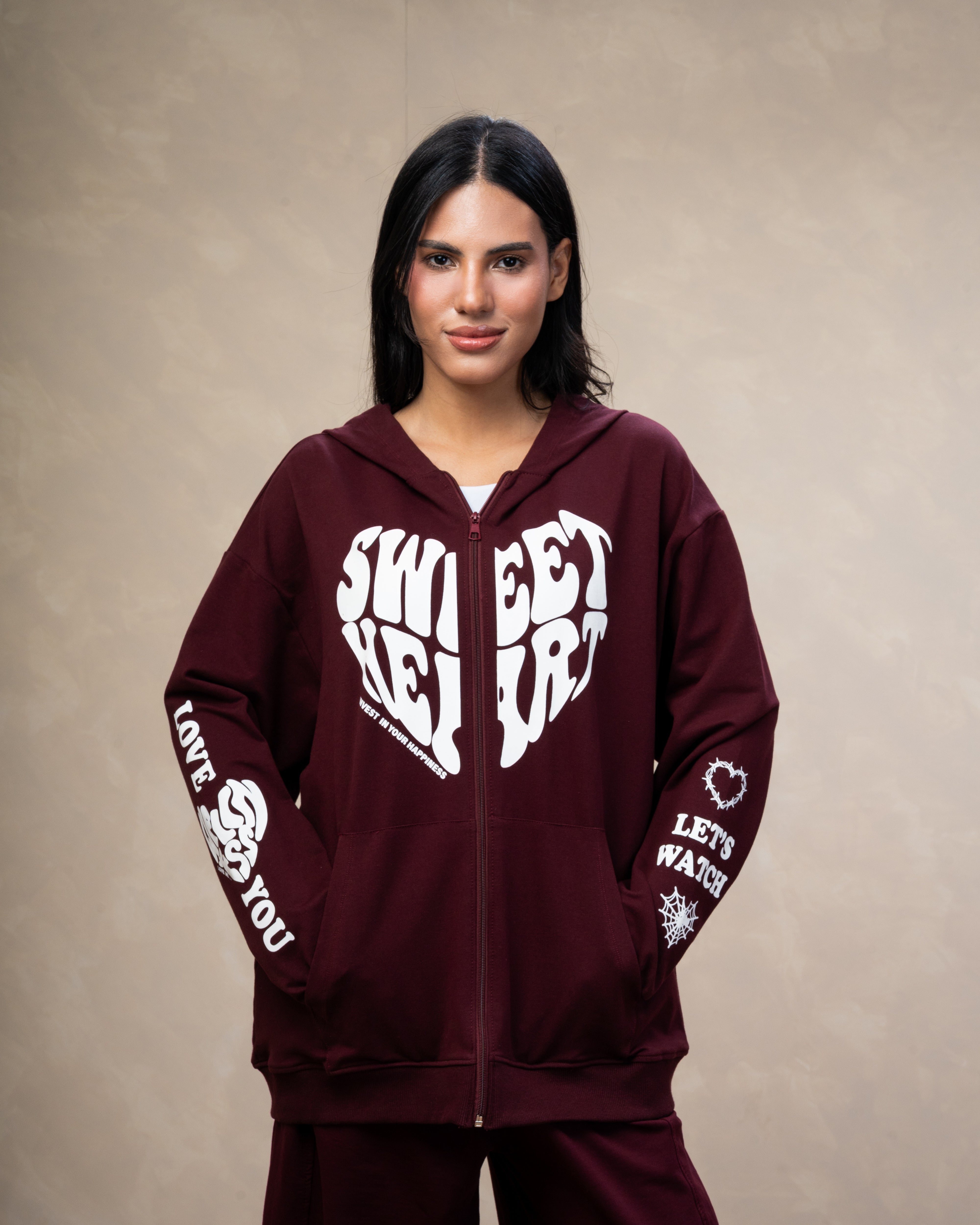 Heart Text Print Sweatshirt