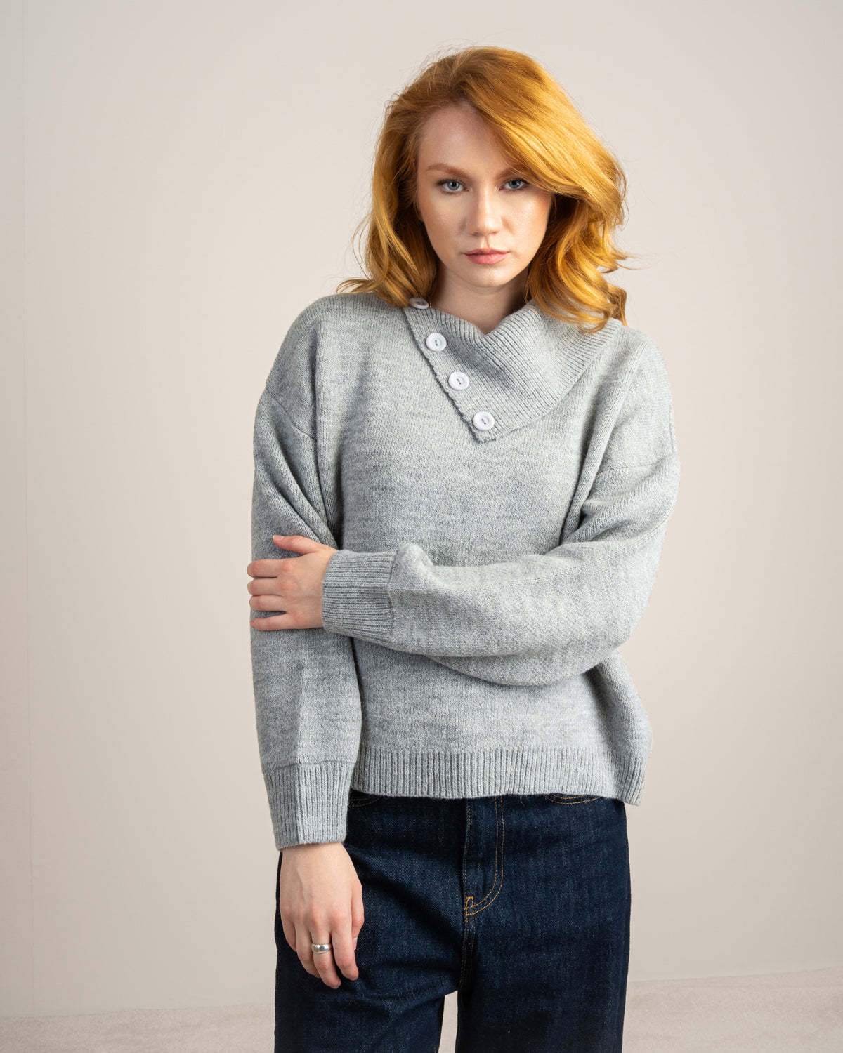 Knitwear Pullover - With Button Neck
