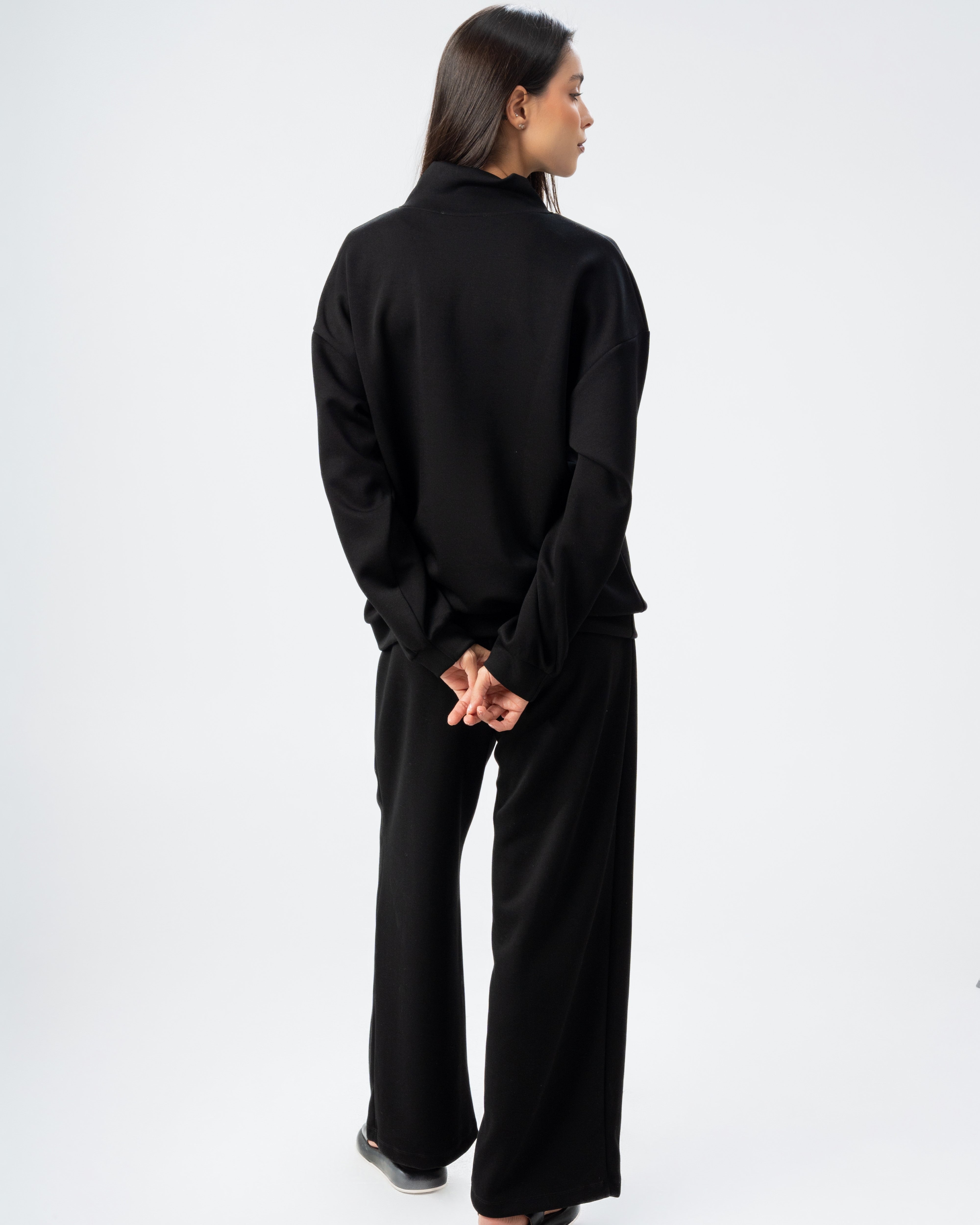 Plain Zip Neck Sweatshirt