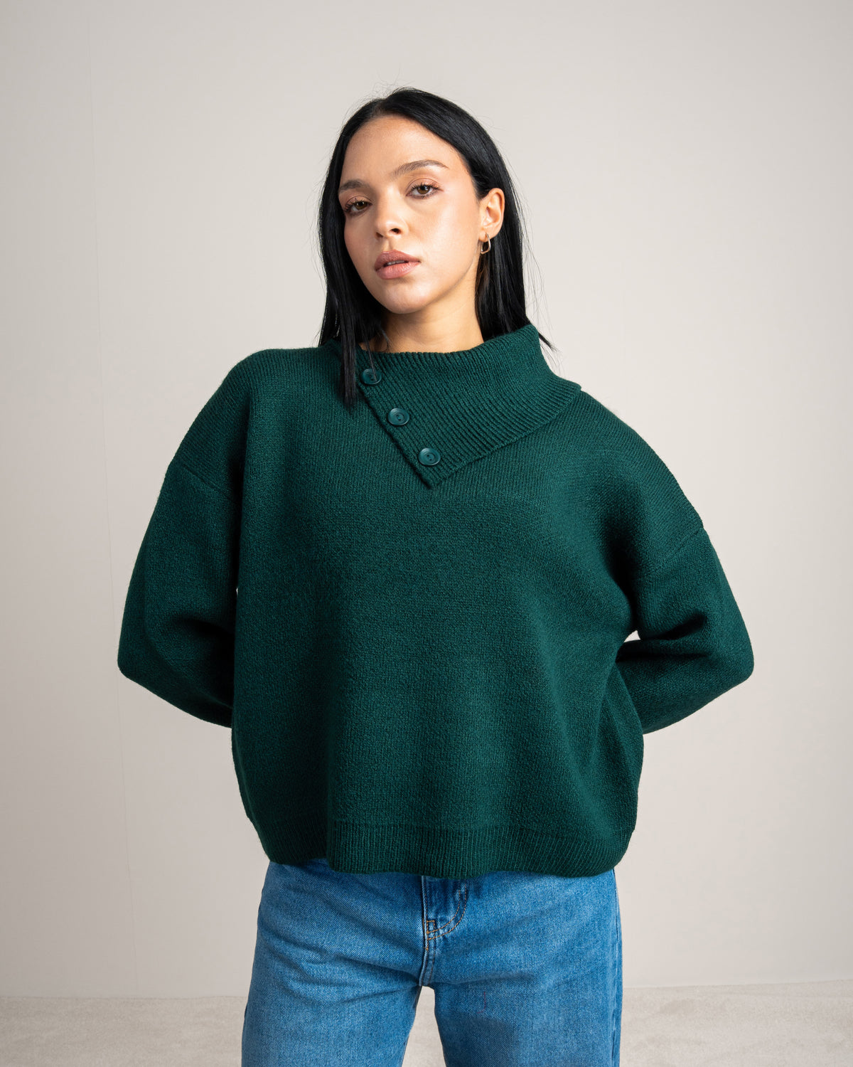 Knitwear Pullover - With Button Neck