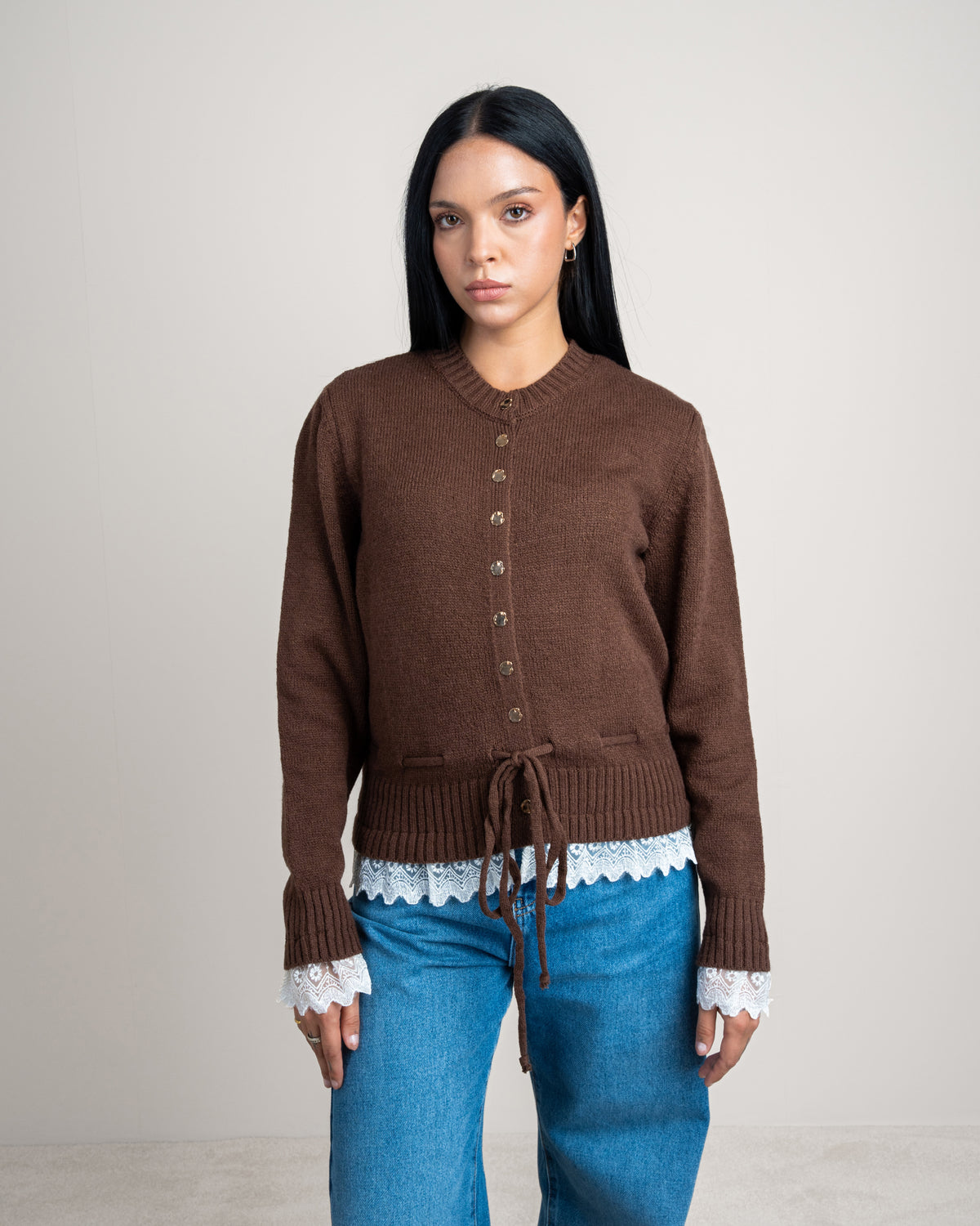 Knitwear Cardigan - With Lace Sleeves