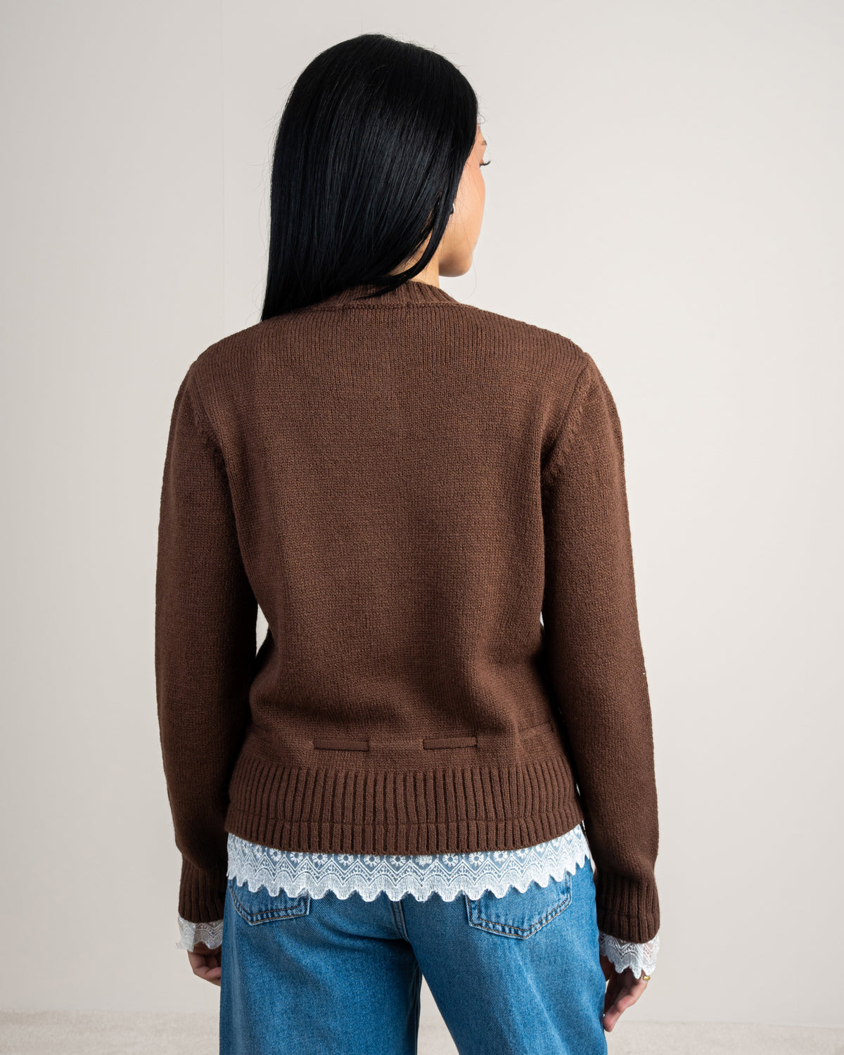 Knitwear Cardigan - With Lace Sleeves