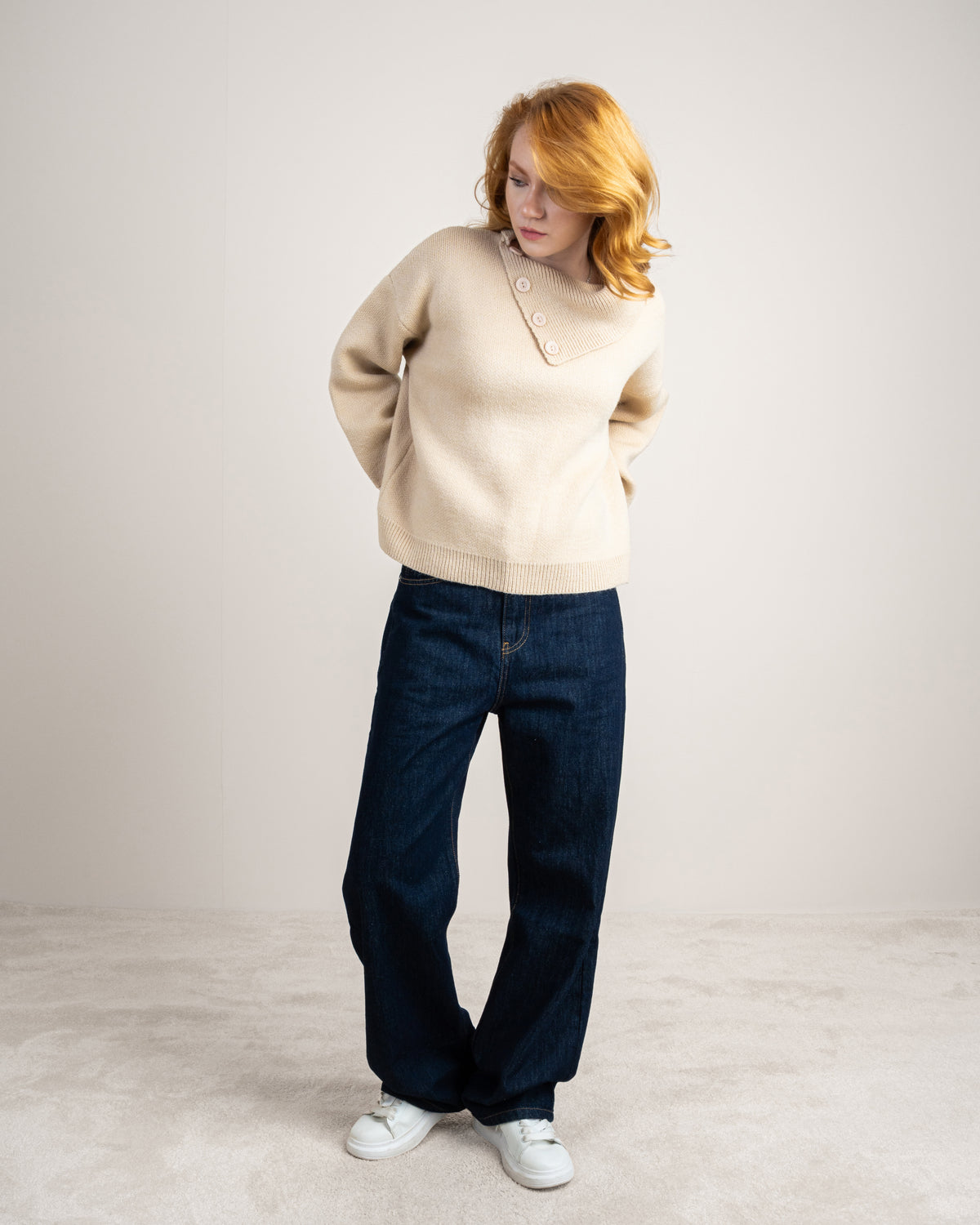 Knitwear Pullover - With Button Neck
