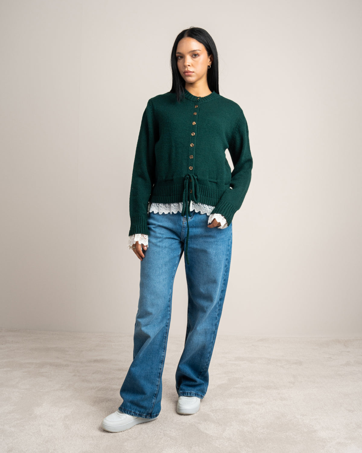 Knitwear Cardigan - With Lace Sleeves