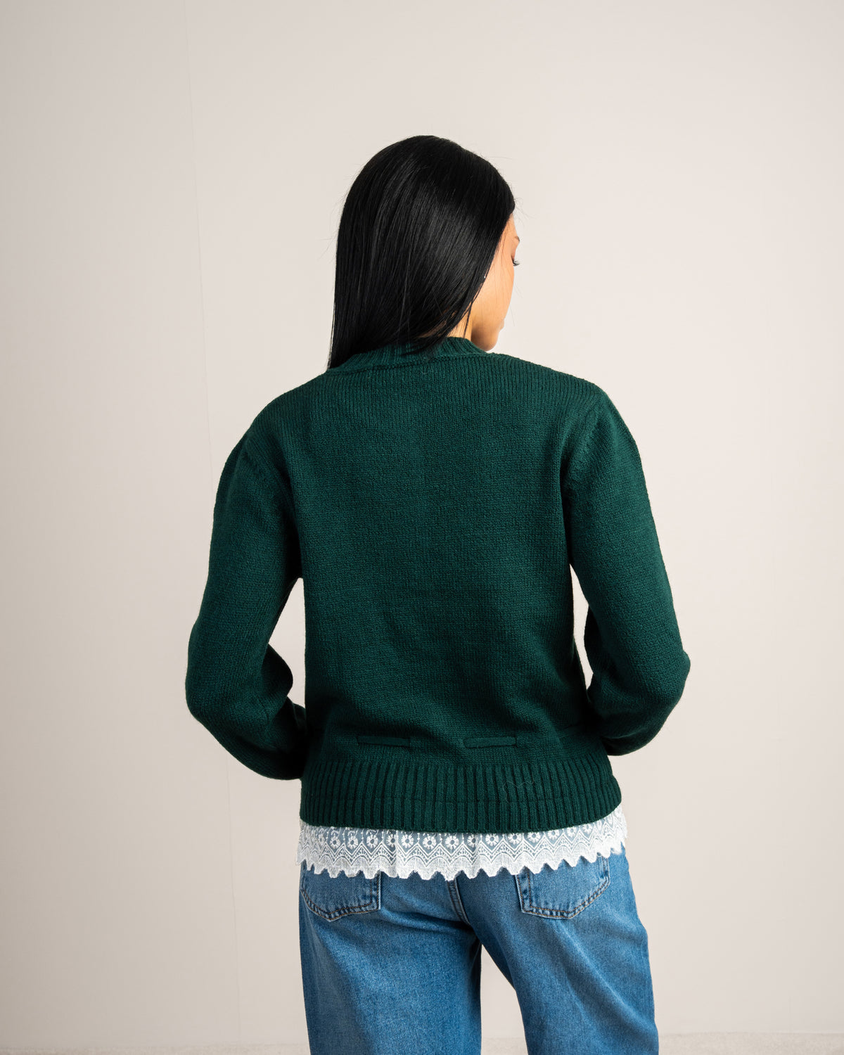 Knitwear Cardigan - With Lace Sleeves