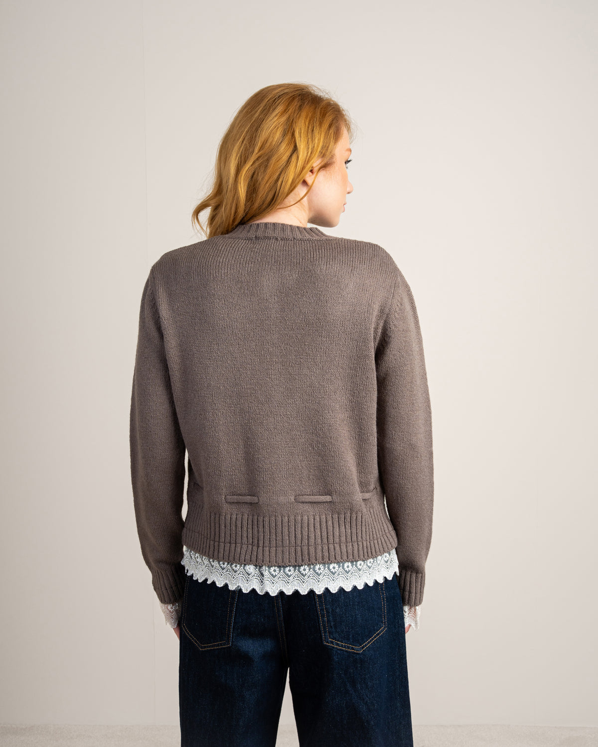 Knitwear Cardigan - With Lace Sleeves