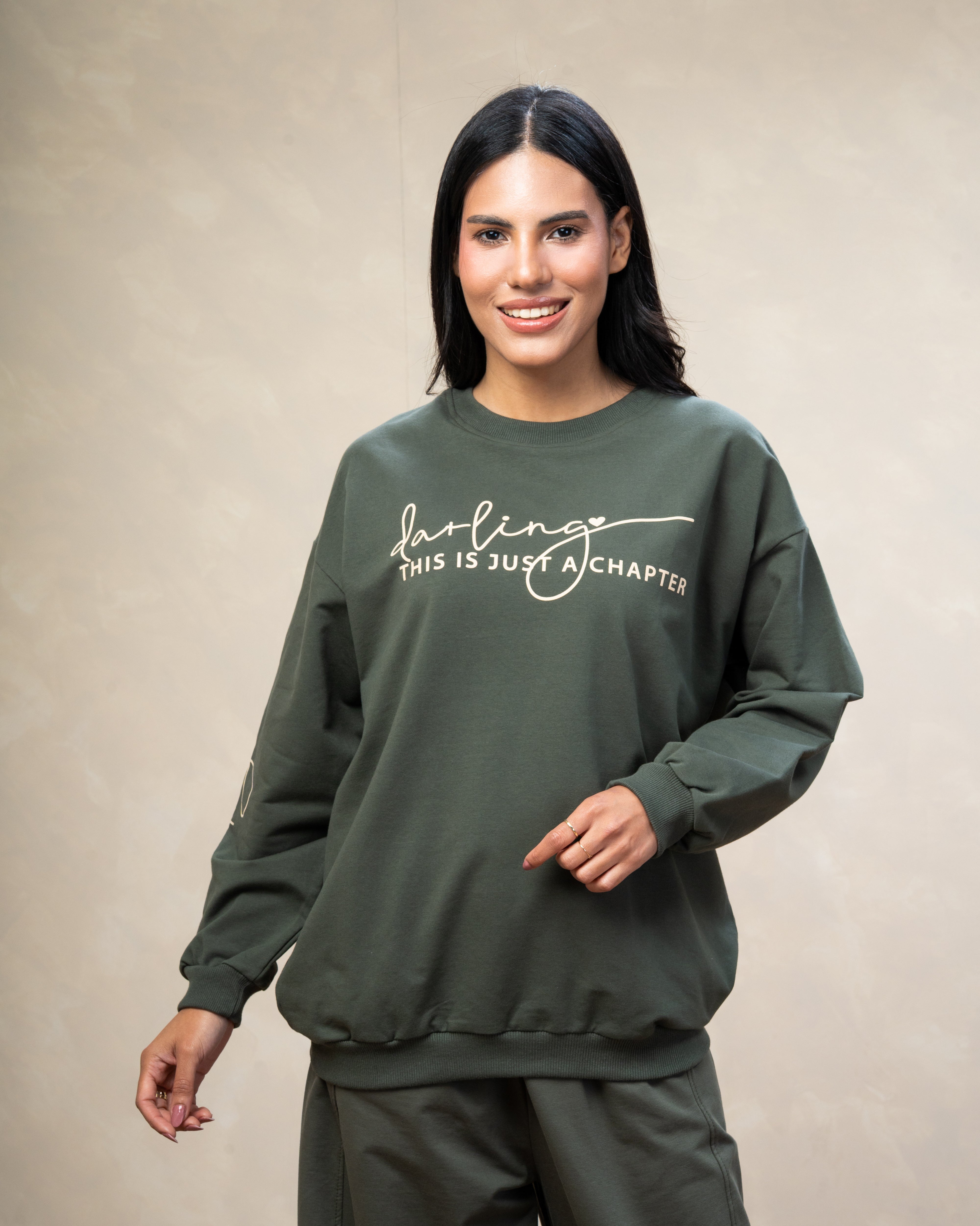 Text Print Sweatshirt  - With Sleeve Detail