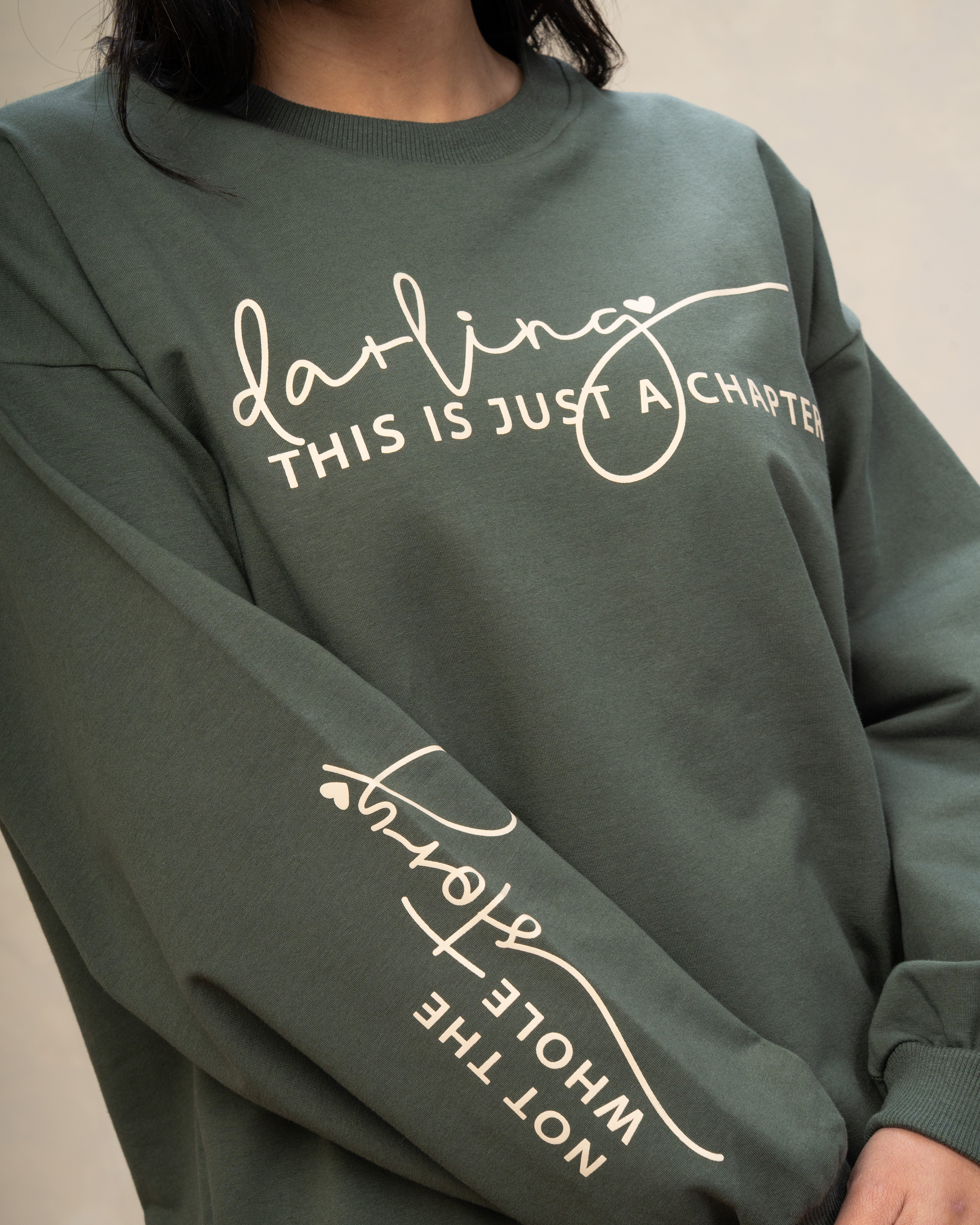 Text Print Sweatshirt  - With Sleeve Detail