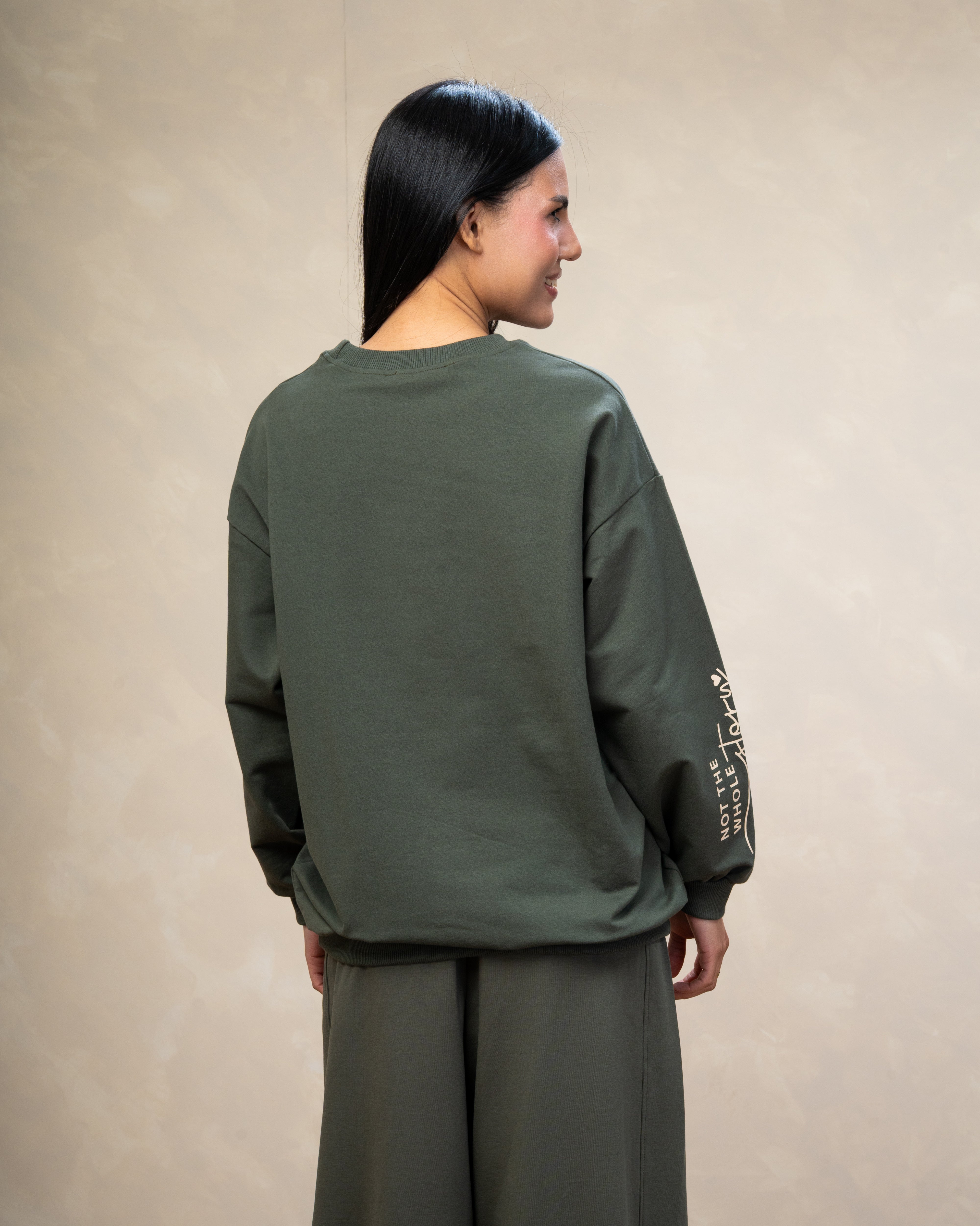 Text Print Sweatshirt  - With Sleeve Detail