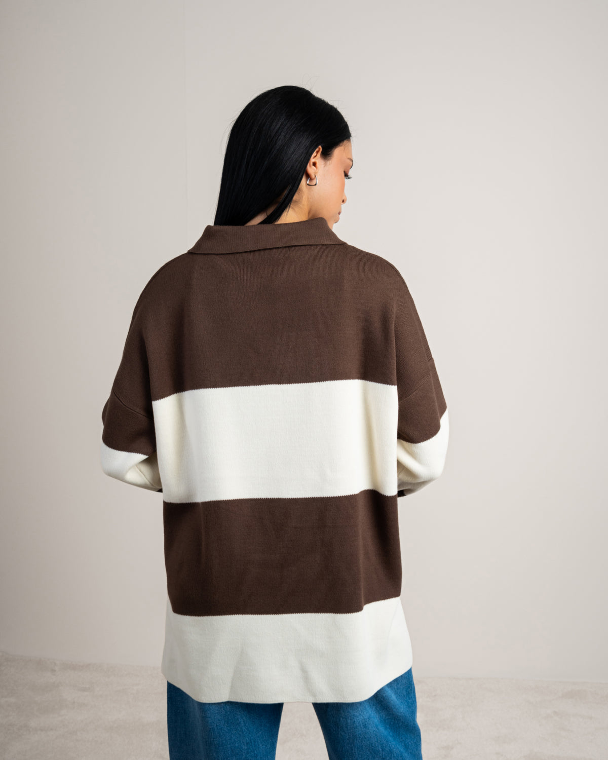 Oversized Knitwear Pullover - With Open Collar